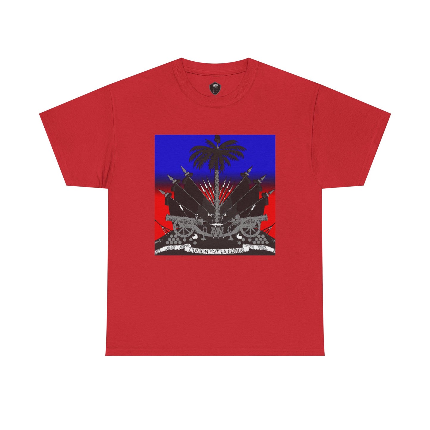 Dark Haitian Coat of Arms Graphic Tee for Unisex, Unique Statement T-Shirt, Casual Everyday Wear, Gift for Culture Enthusiasts, Fun Graphic Shirt