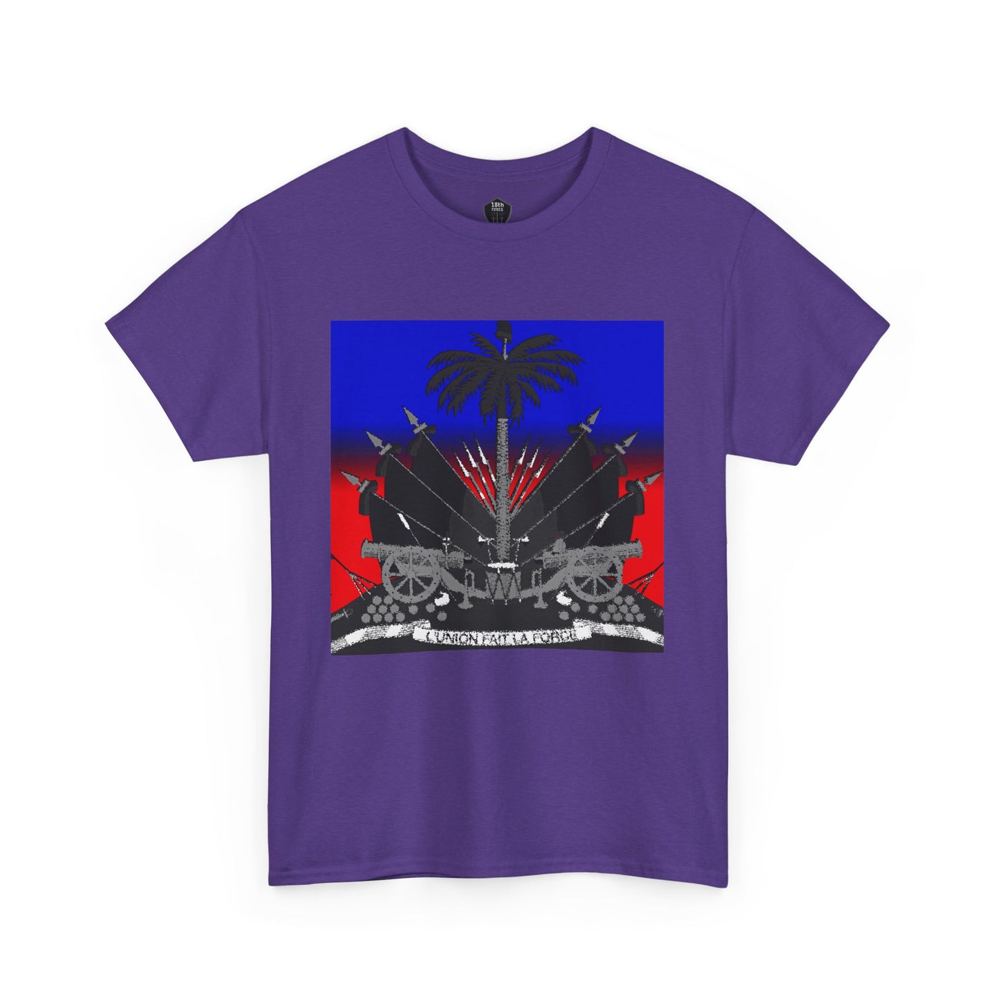 Dark Haitian Coat of Arms Graphic Tee for Unisex, Unique Statement T-Shirt, Casual Everyday Wear, Gift for Culture Enthusiasts, Fun Graphic Shirt