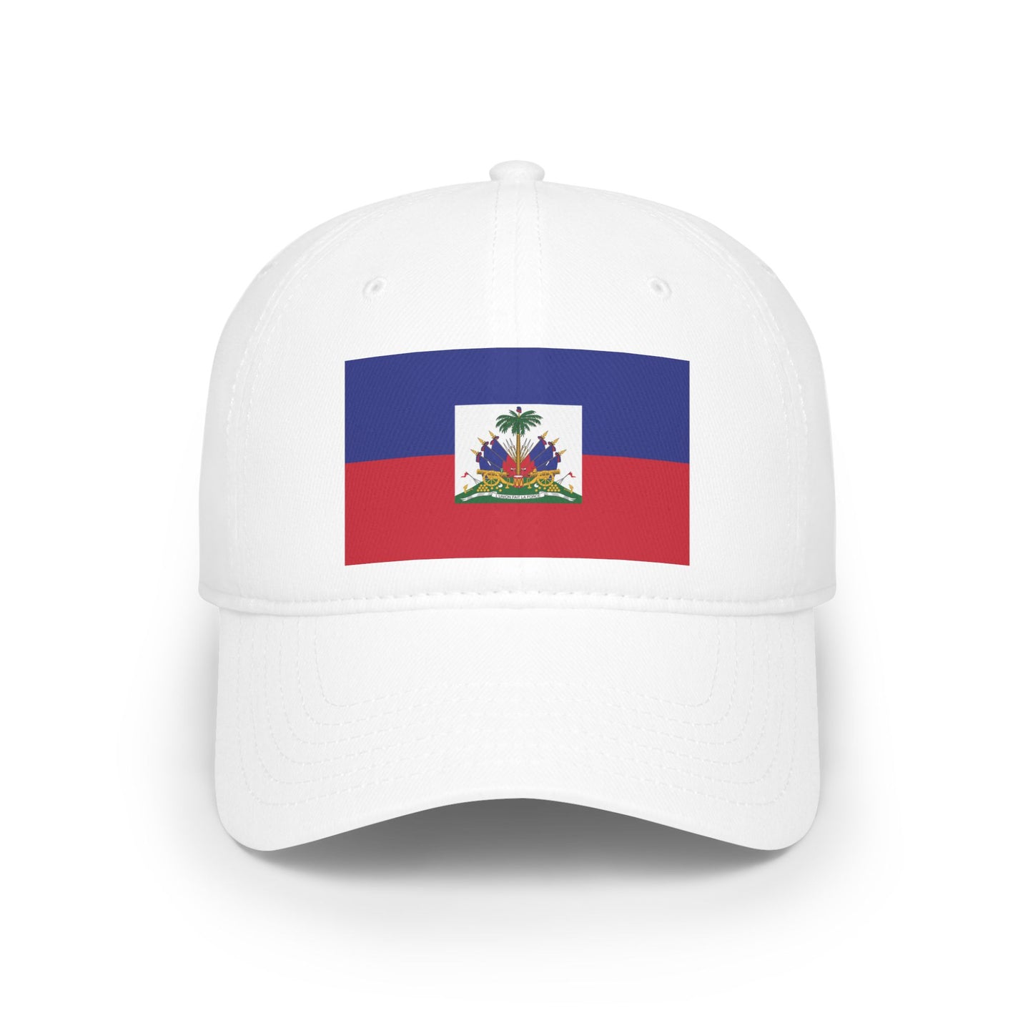 Patriotic Red Low Profile Baseball Cap with Haitian Flag