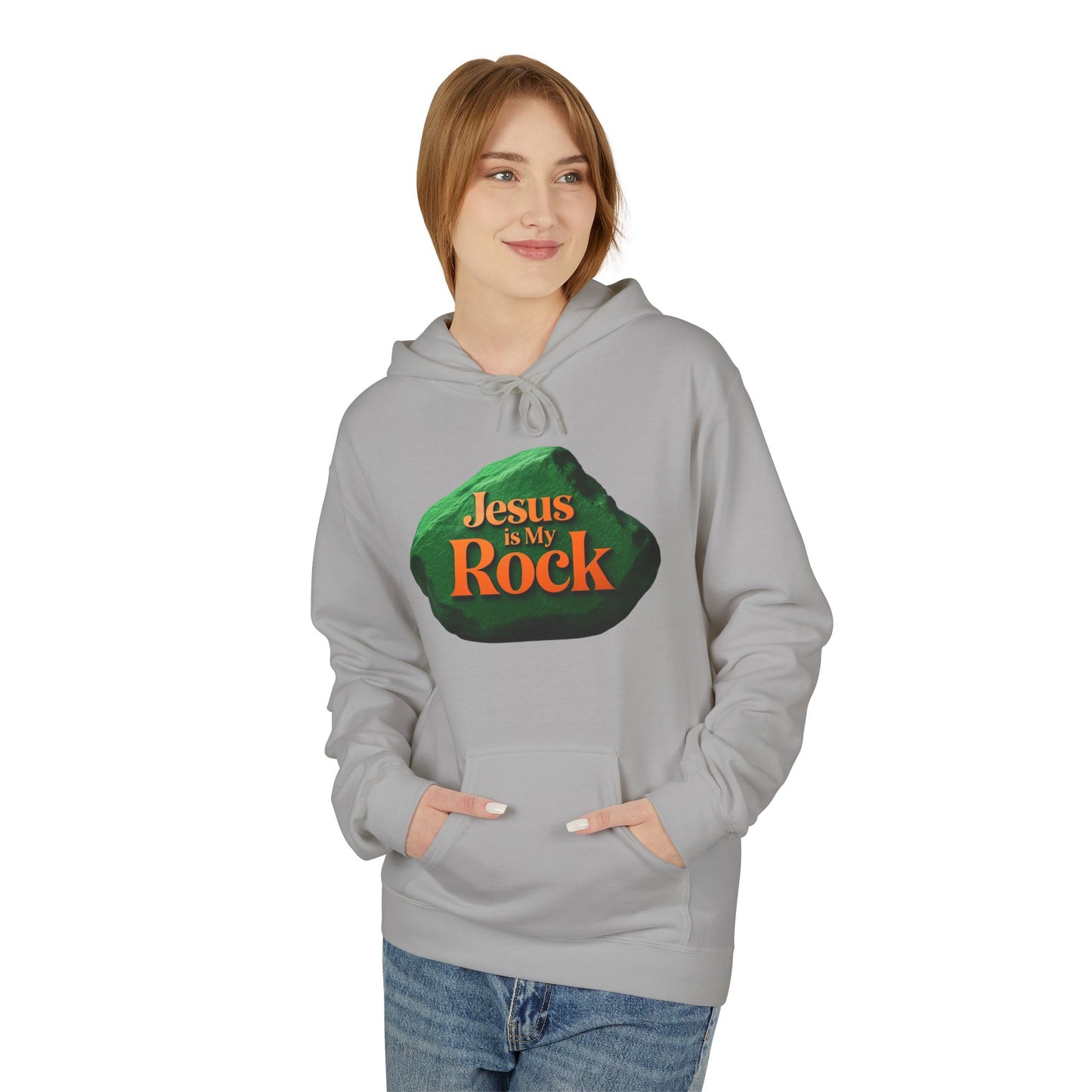 Jesus is My Rock Unisex Fleece Hoodie - Inspirational Comfort for All