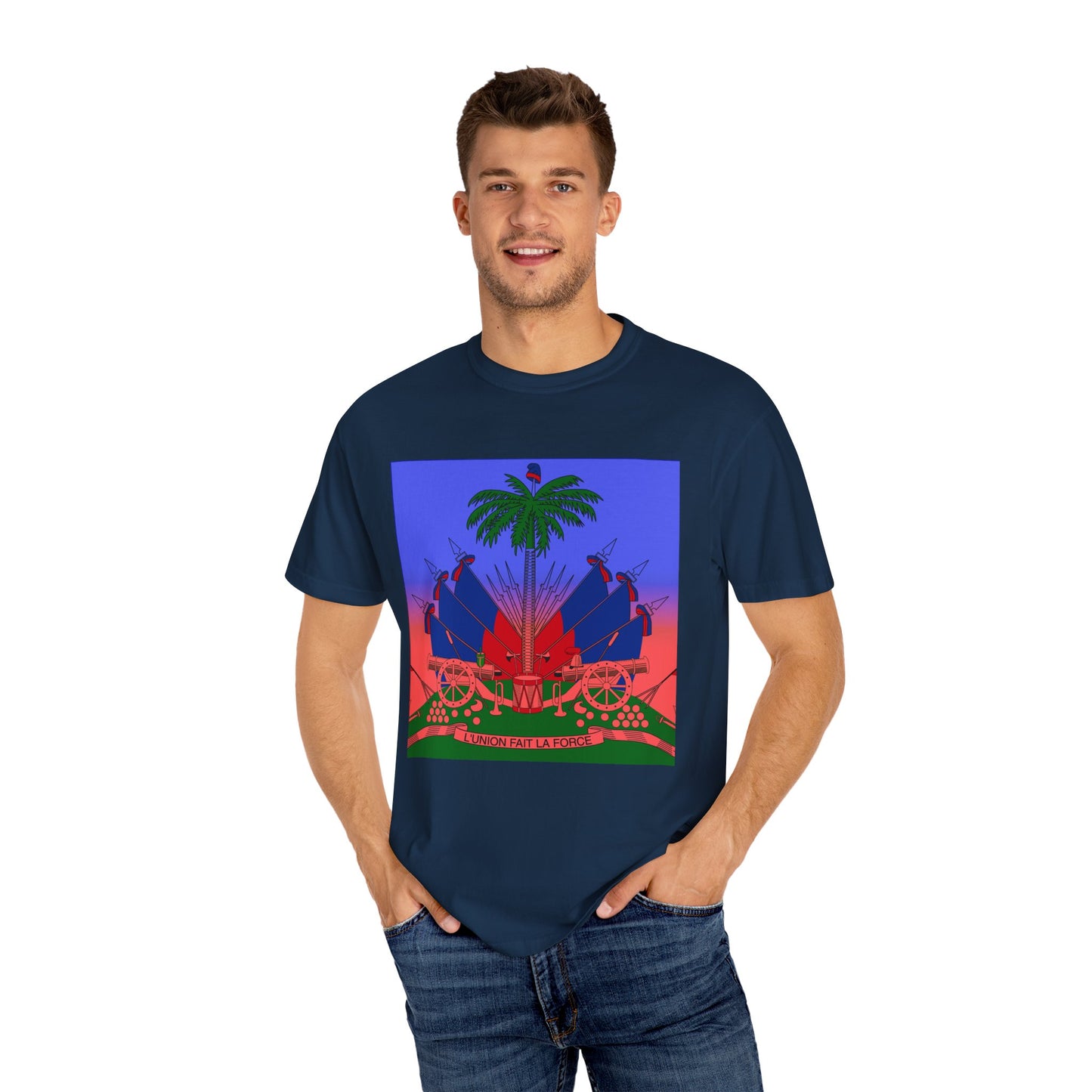 Haitian Pride Garment-Dyed T-Shirt | Vibrant Cultural Art