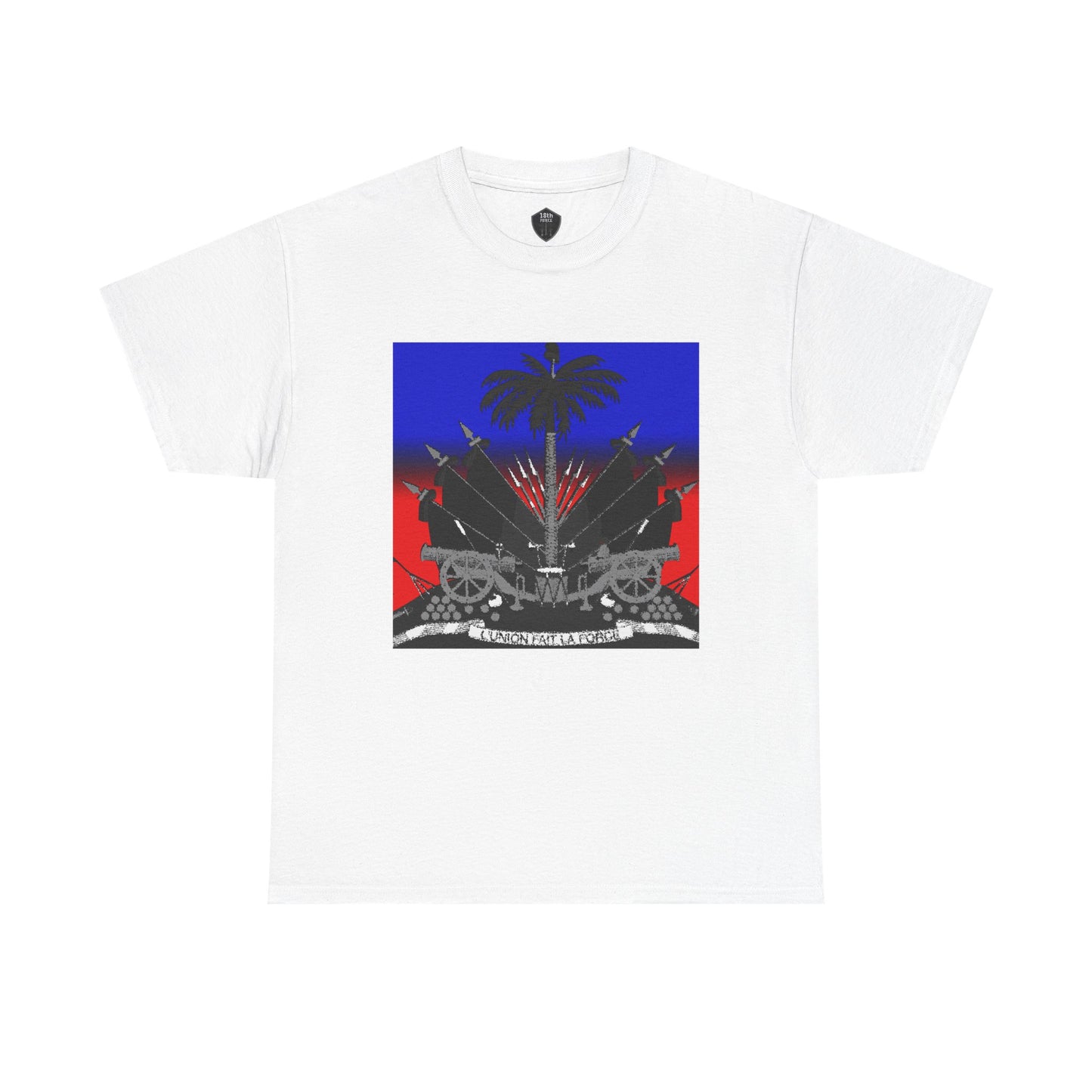 Dark Haitian Coat of Arms Graphic Tee for Unisex, Unique Statement T-Shirt, Casual Everyday Wear, Gift for Culture Enthusiasts, Fun Graphic Shirt