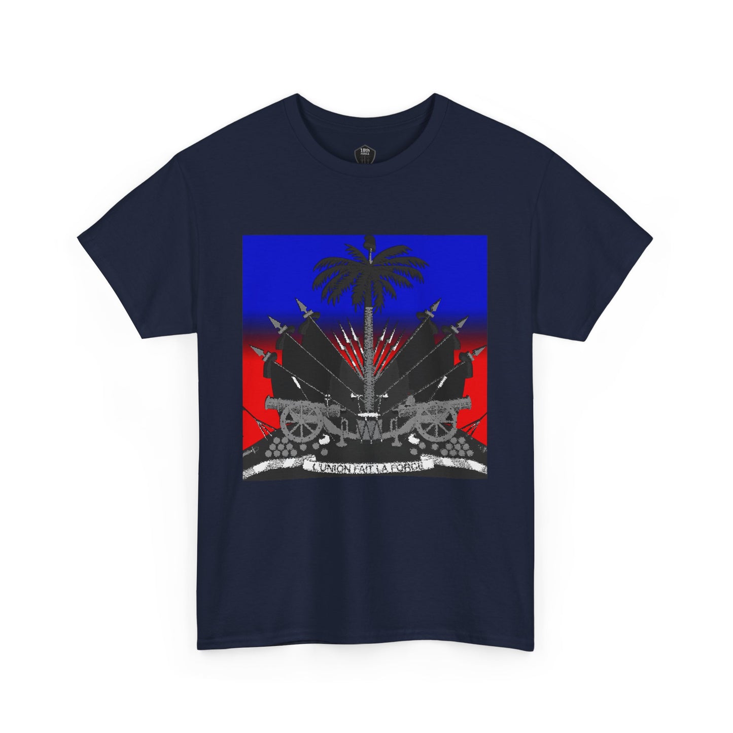 Dark Haitian Coat of Arms Graphic Tee for Unisex, Unique Statement T-Shirt, Casual Everyday Wear, Gift for Culture Enthusiasts, Fun Graphic Shirt