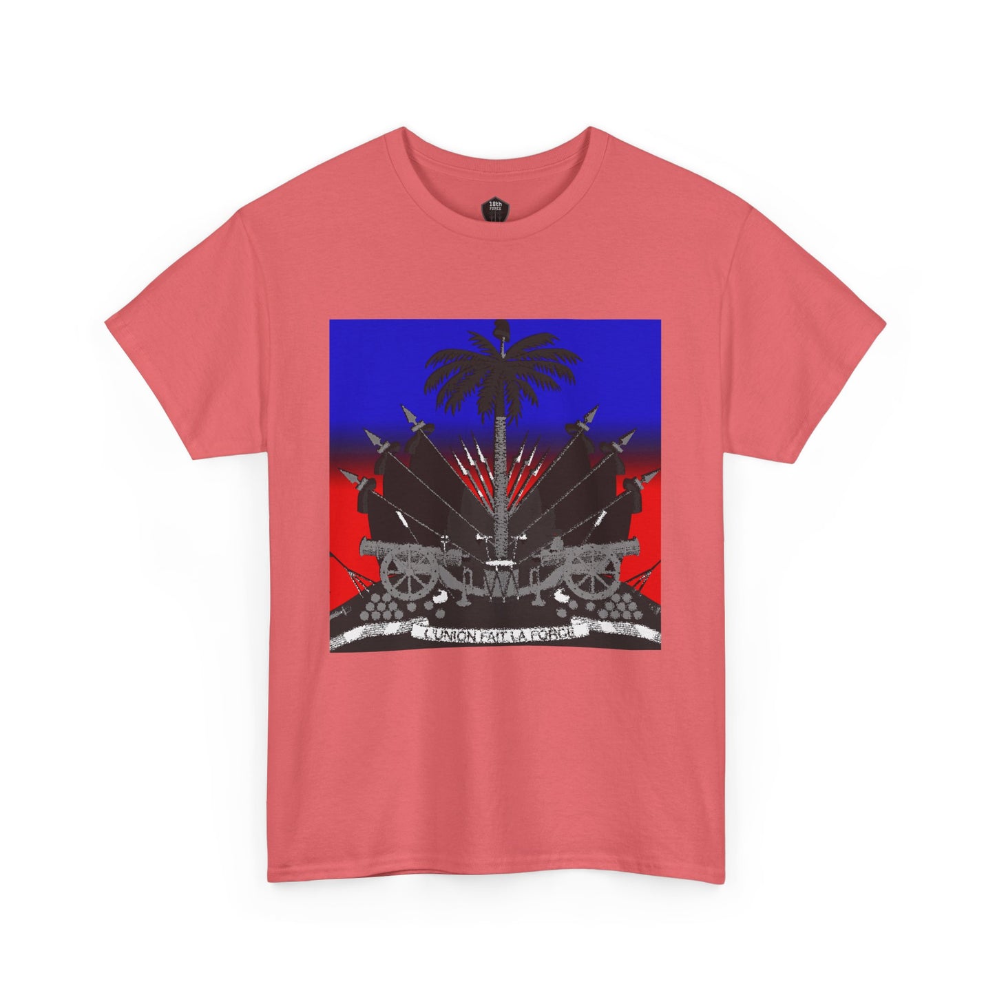 Dark Haitian Coat of Arms Graphic Tee for Unisex, Unique Statement T-Shirt, Casual Everyday Wear, Gift for Culture Enthusiasts, Fun Graphic Shirt