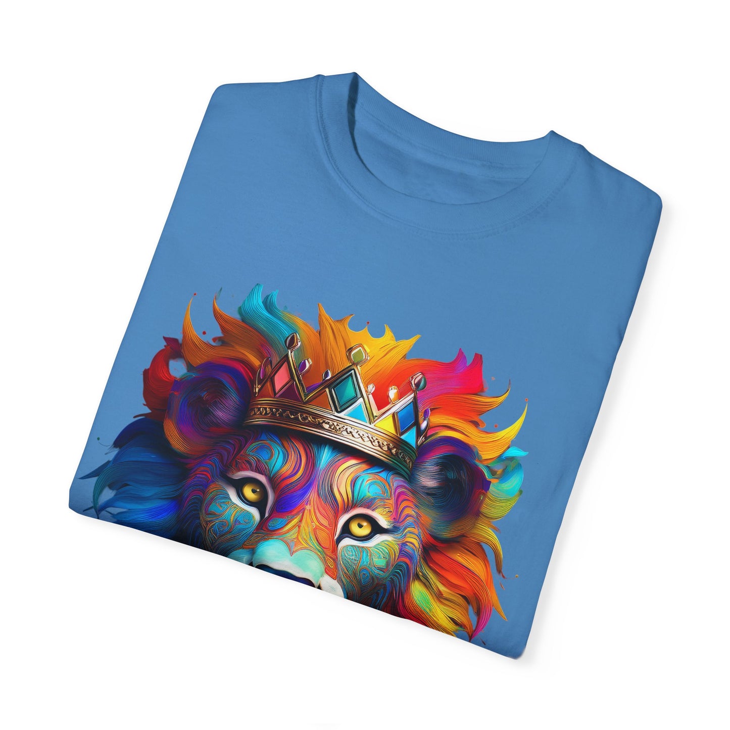 Vibrant Lion King Unisex Garment-Dyed T-Shirt | Colorful Animal Art Tee