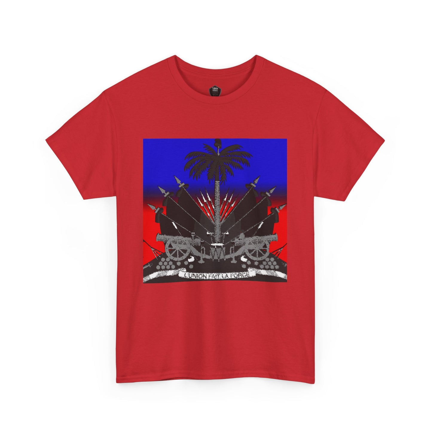 Dark Haitian Coat of Arms Graphic Tee for Unisex, Unique Statement T-Shirt, Casual Everyday Wear, Gift for Culture Enthusiasts, Fun Graphic Shirt