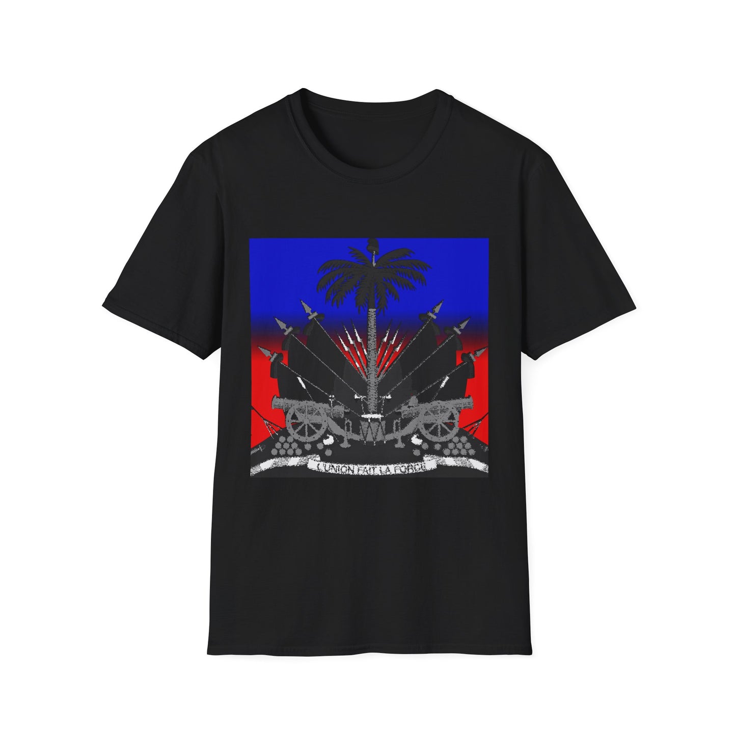 Haitian flag T-shirt with dark emblem