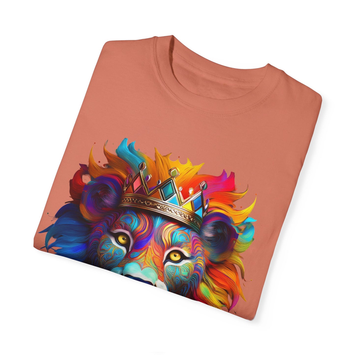 Vibrant Lion King Unisex Garment-Dyed T-Shirt | Colorful Animal Art Tee