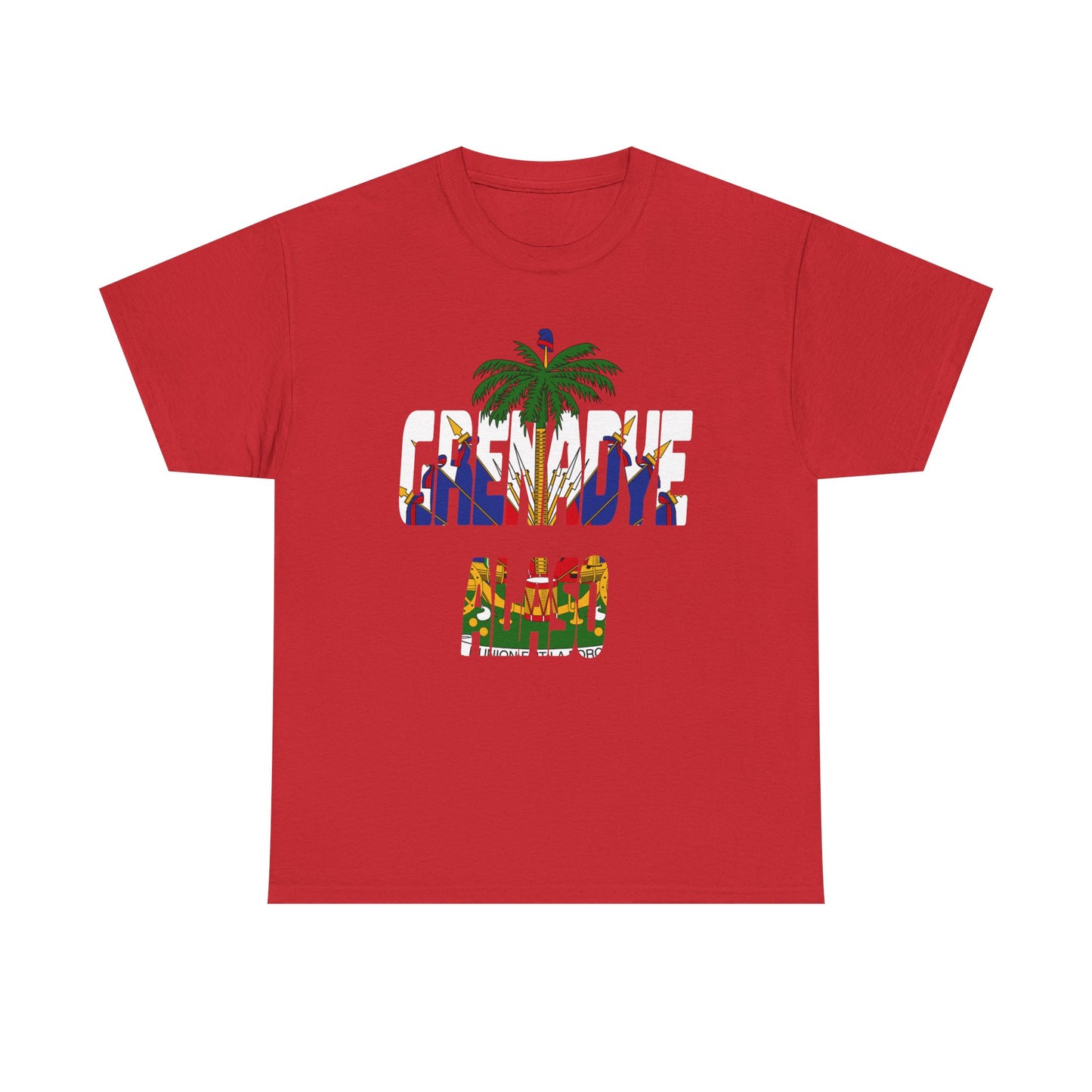 "Grenadye Alaso" Haitian Flag Emblem Print Graphic Tee, Casual Summer Shirt, Unisex T-Shirt, Beach Wear, Vacation Essentials