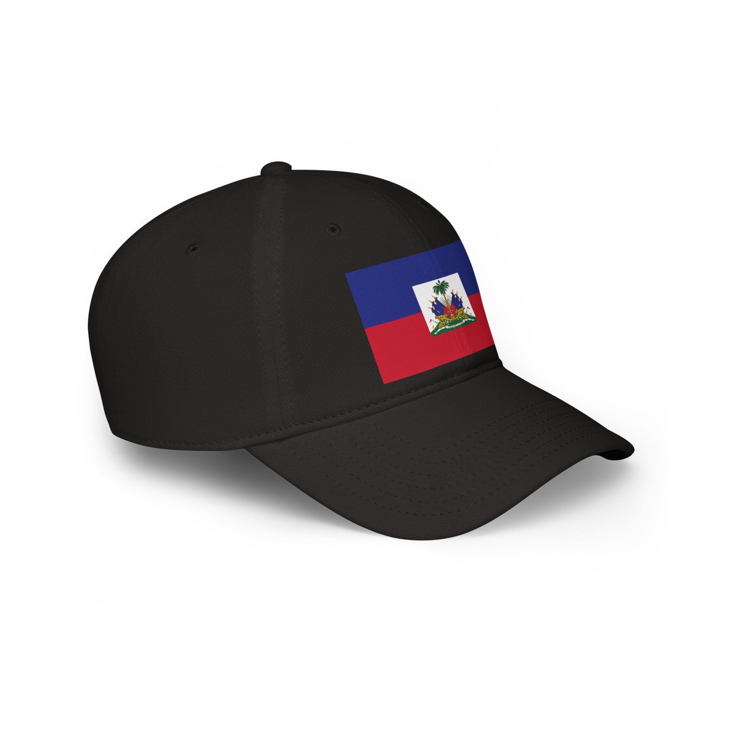 Patriotic Red Low Profile Baseball Cap with Haitian Flag