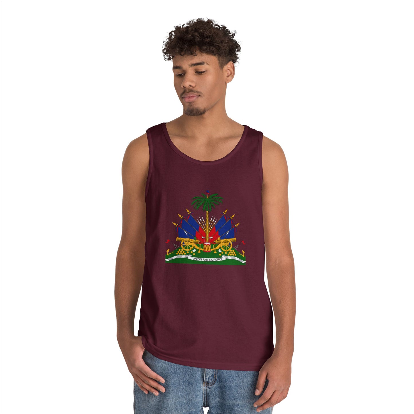 Haitian Pride Tank Top - Unisex Heavy Cotton, Beachwear, Summer Style, Festival Shirt, Gift for Him/Her, Cultural Apparel