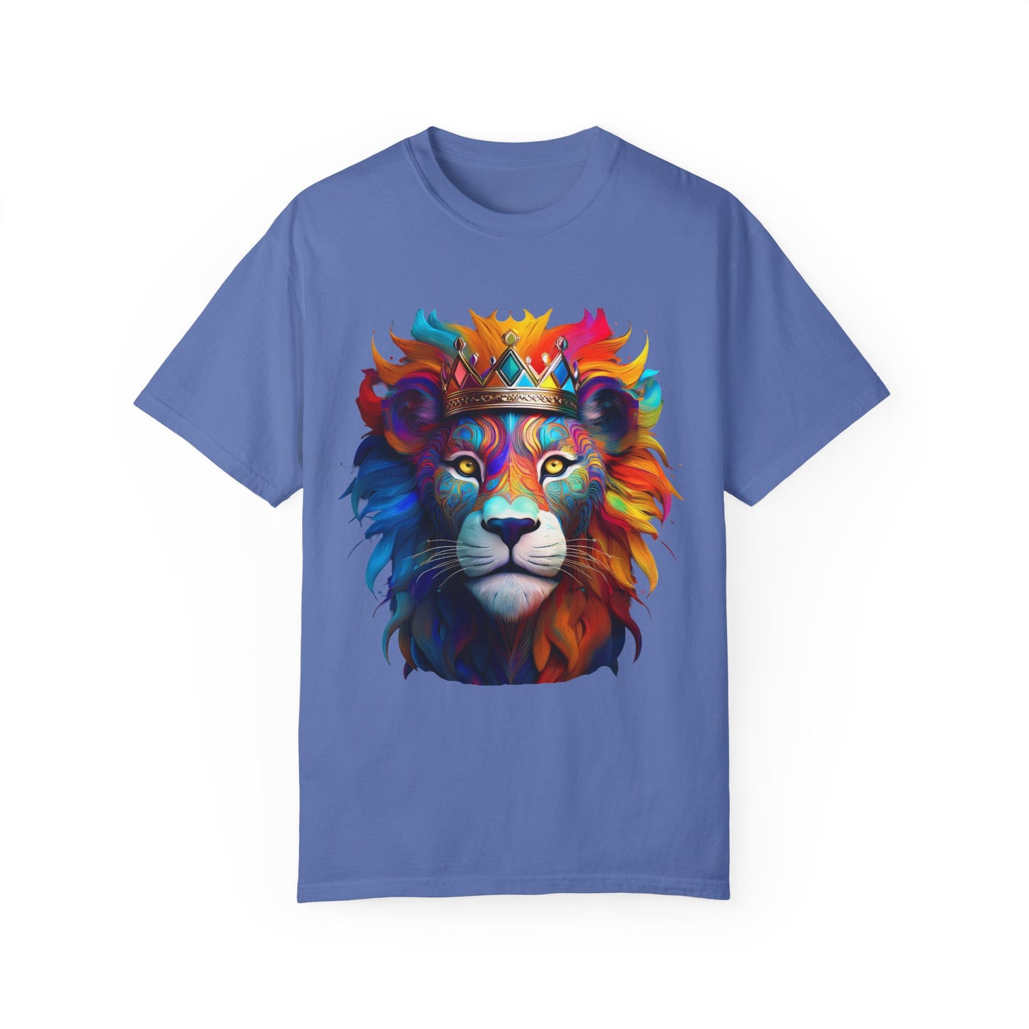 Vibrant Lion King Unisex Garment-Dyed T-Shirt | Colorful Animal Art Tee