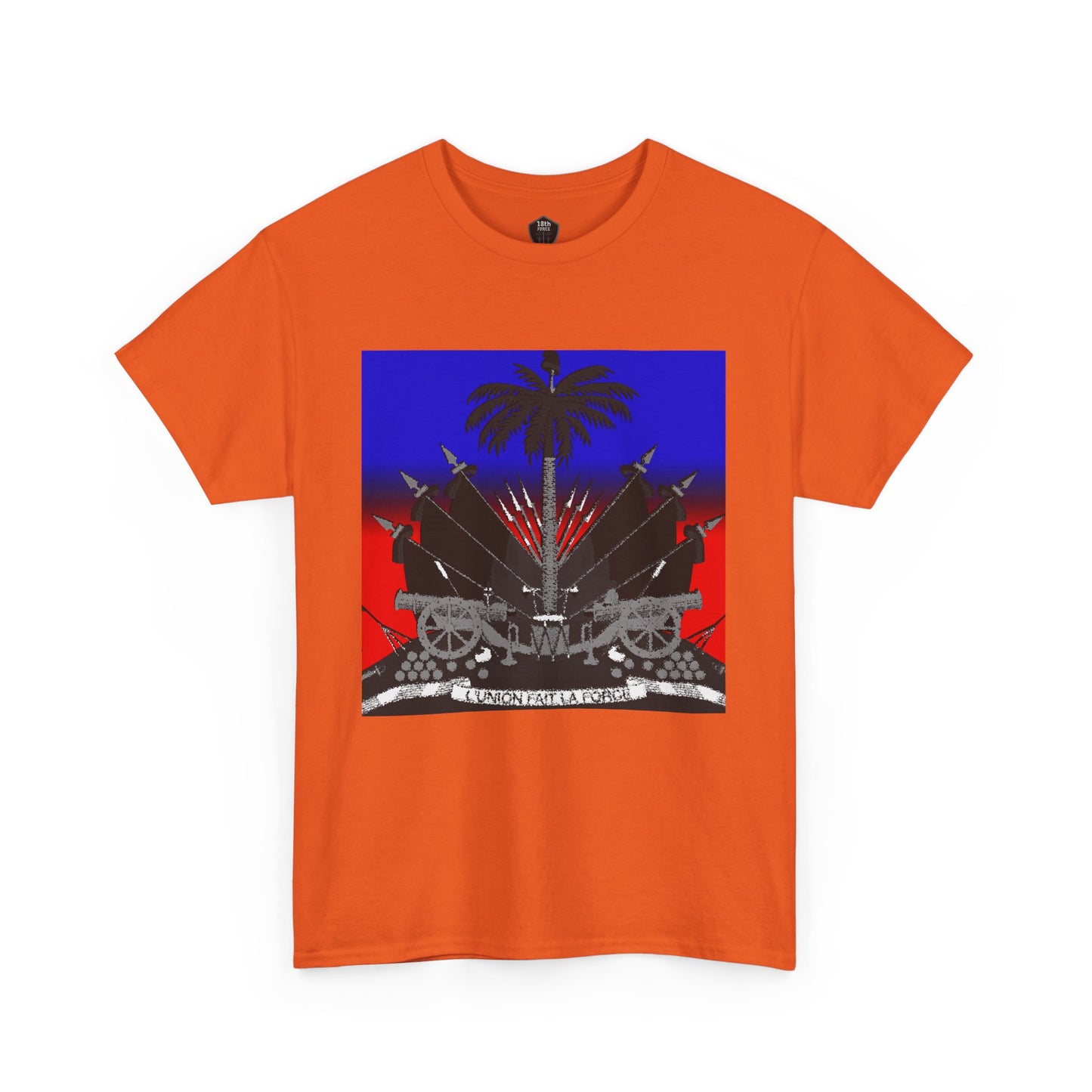 Dark Haitian Coat of Arms Graphic Tee for Unisex, Unique Statement T-Shirt, Casual Everyday Wear, Gift for Culture Enthusiasts, Fun Graphic Shirt