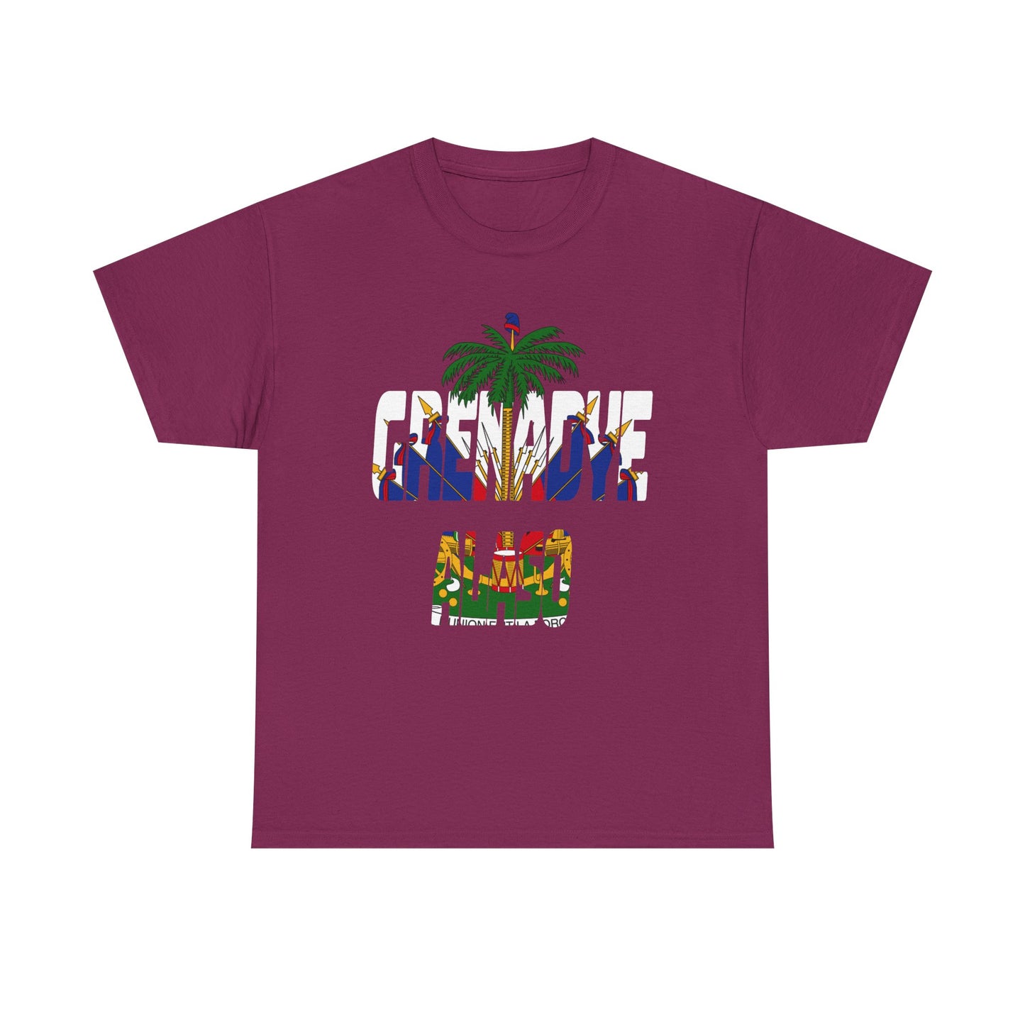 "Grenadye Alaso" Haitian Flag Emblem Print Graphic Tee, Casual Summer Shirt, Unisex T-Shirt, Beach Wear, Vacation Essentials