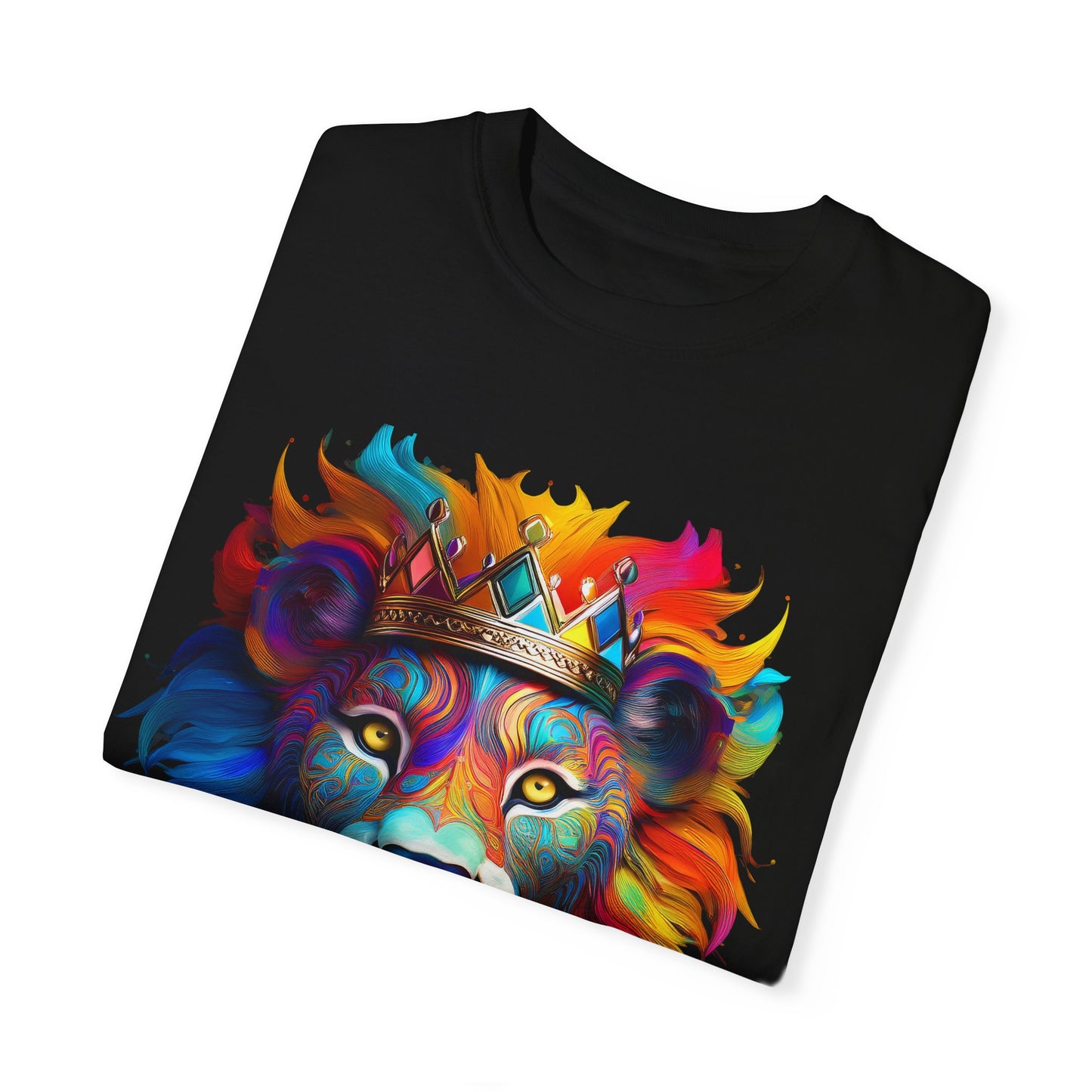 Vibrant Lion King Unisex Garment-Dyed T-Shirt | Colorful Animal Art Tee