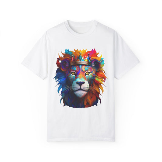 Vibrant Lion King Unisex Garment-Dyed T-Shirt | Colorful Animal Art Tee