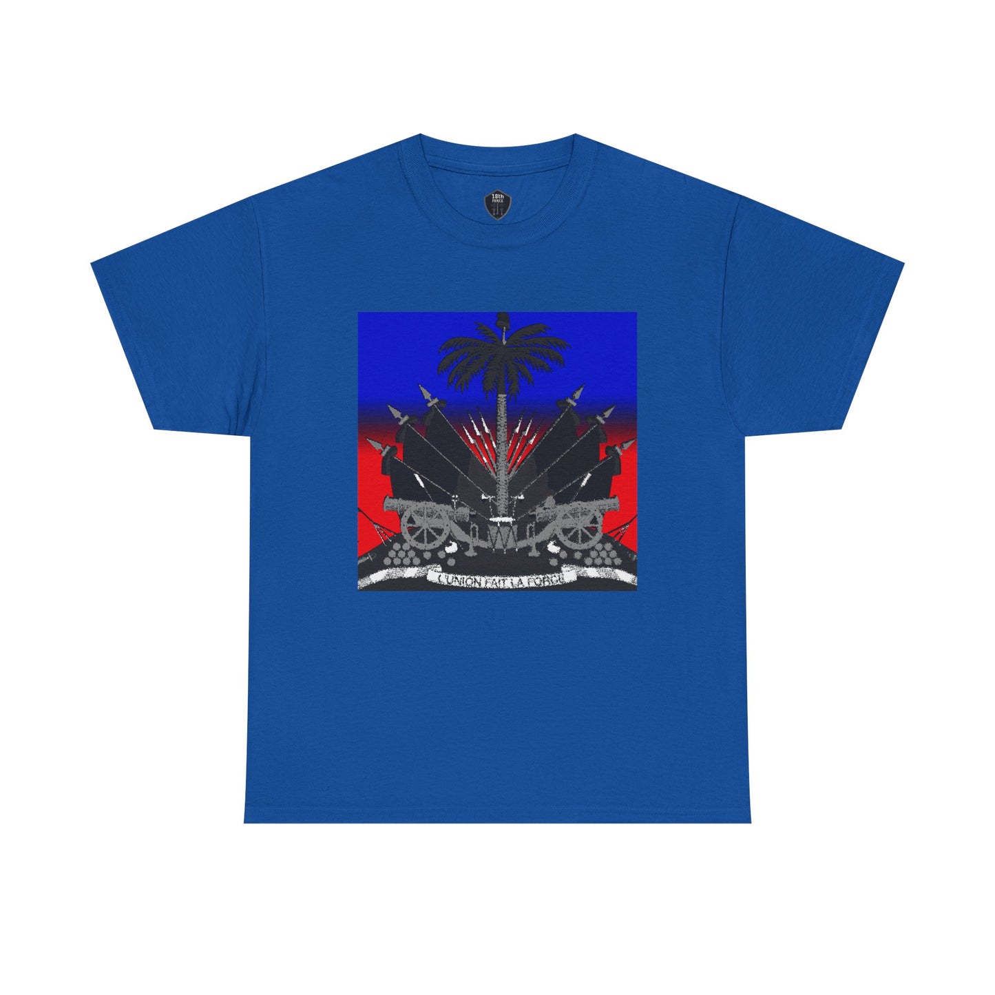 Dark Haitian Coat of Arms Graphic Tee for Unisex, Unique Statement T-Shirt, Casual Everyday Wear, Gift for Culture Enthusiasts, Fun Graphic Shirt