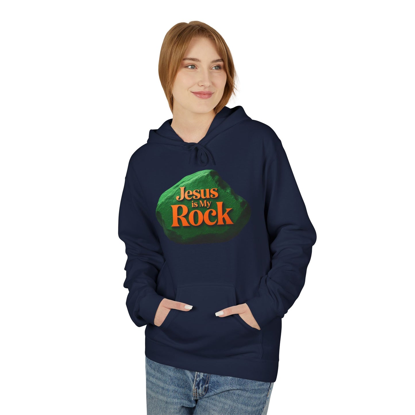 Jesus is My Rock Unisex Fleece Hoodie - Inspirational Comfort for All