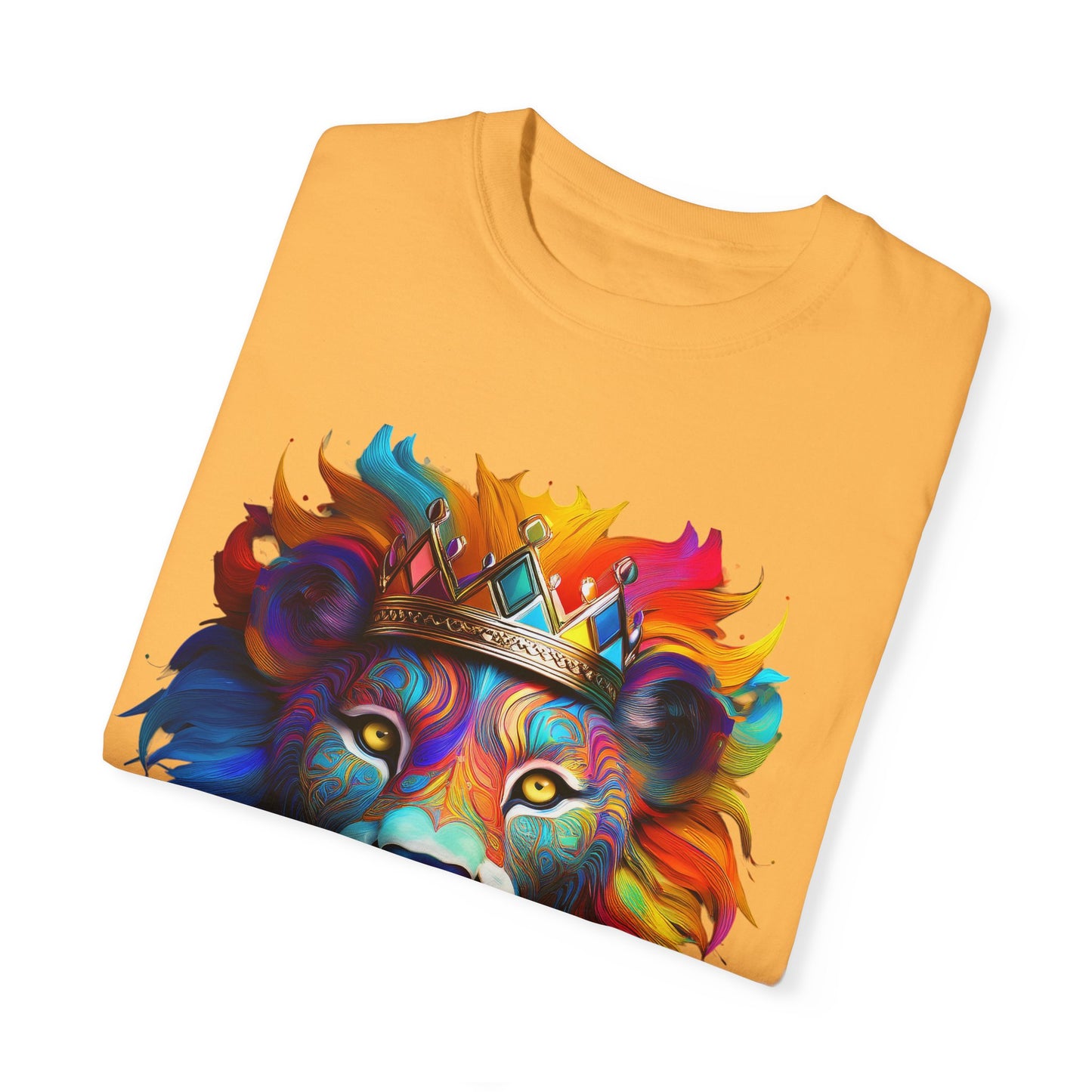 Vibrant Lion King Unisex Garment-Dyed T-Shirt | Colorful Animal Art Tee