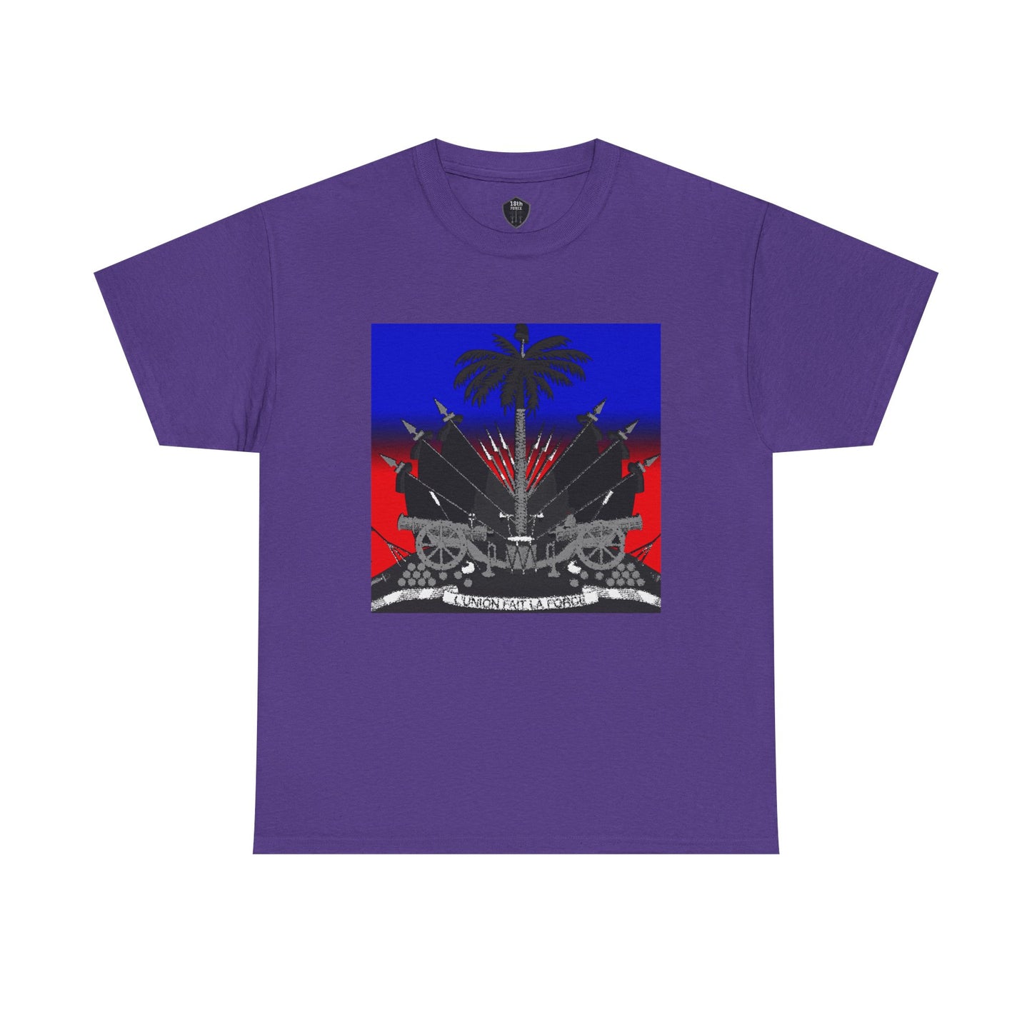 Dark Haitian Coat of Arms Graphic Tee for Unisex, Unique Statement T-Shirt, Casual Everyday Wear, Gift for Culture Enthusiasts, Fun Graphic Shirt