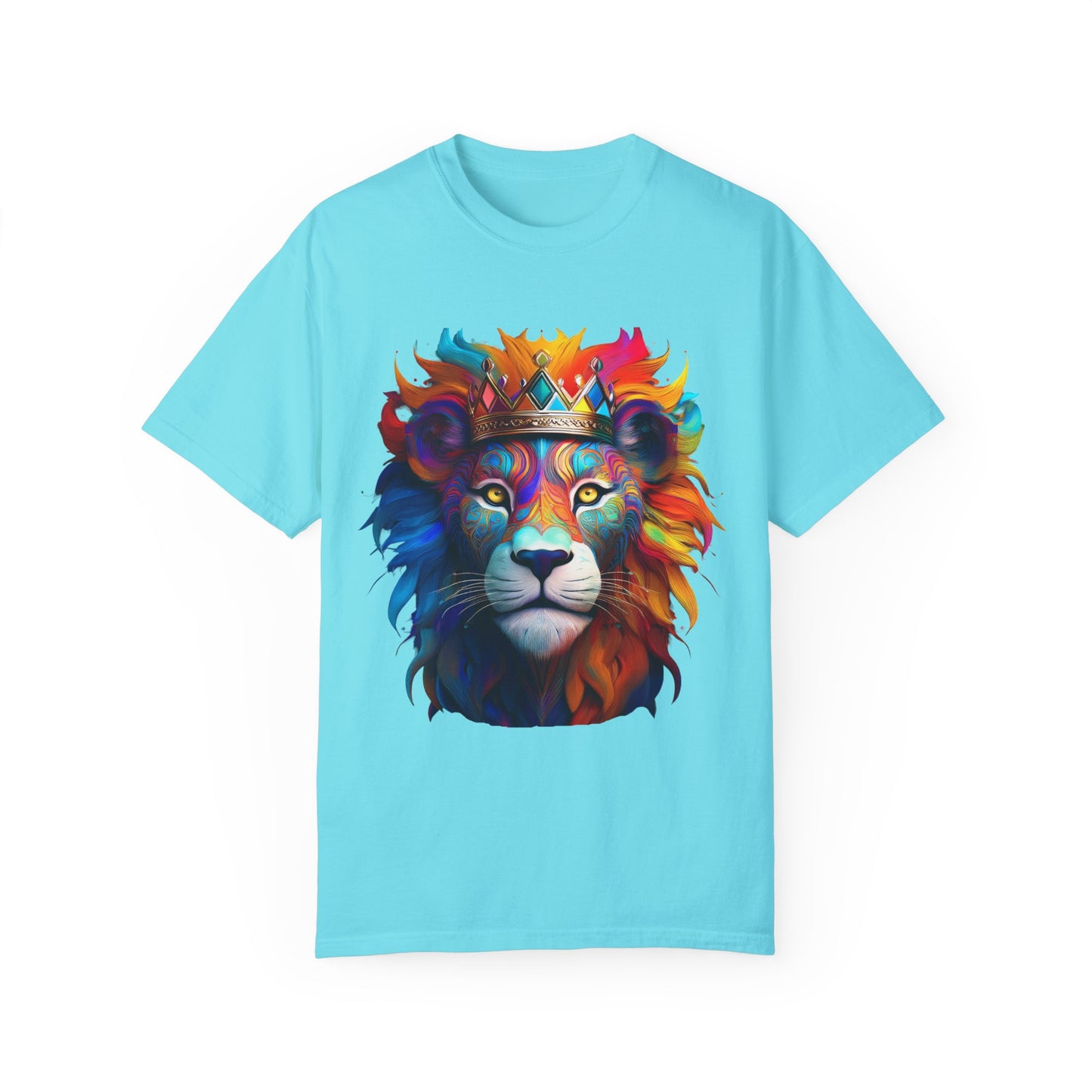 Vibrant Lion King Unisex Garment-Dyed T-Shirt | Colorful Animal Art Tee