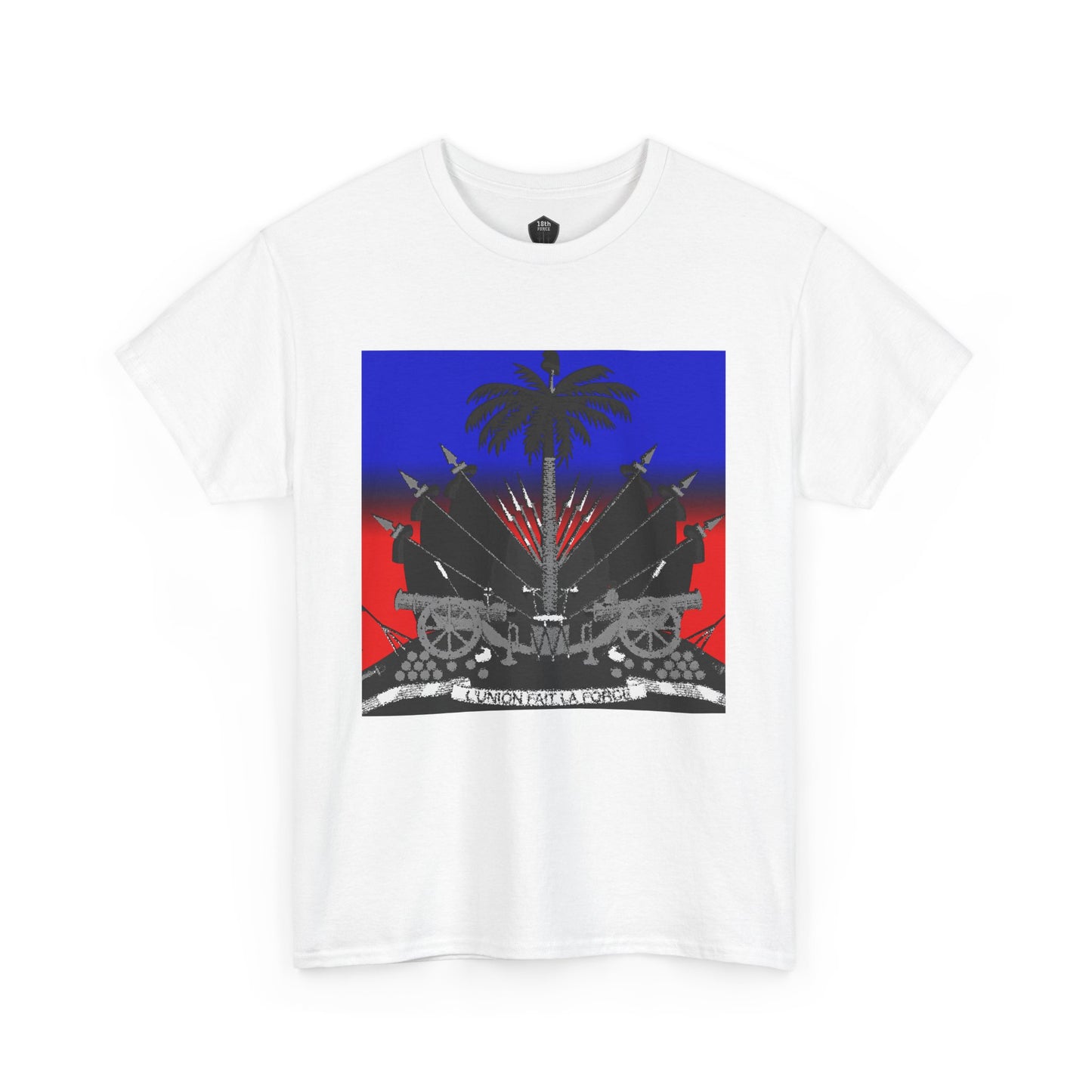 Dark Haitian Coat of Arms Graphic Tee for Unisex, Unique Statement T-Shirt, Casual Everyday Wear, Gift for Culture Enthusiasts, Fun Graphic Shirt