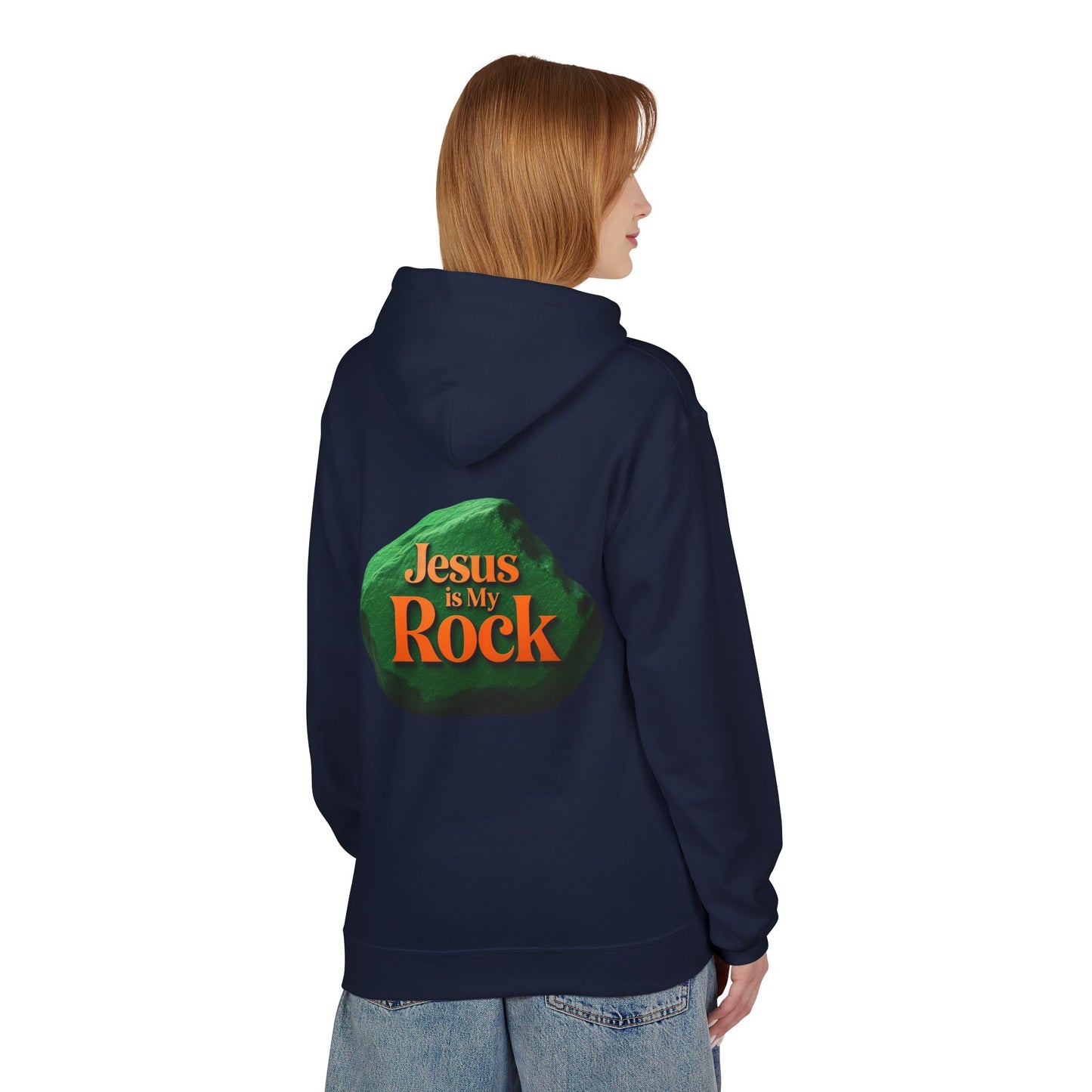 Jesus is My Rock Unisex Fleece Hoodie - Inspirational Comfort for All