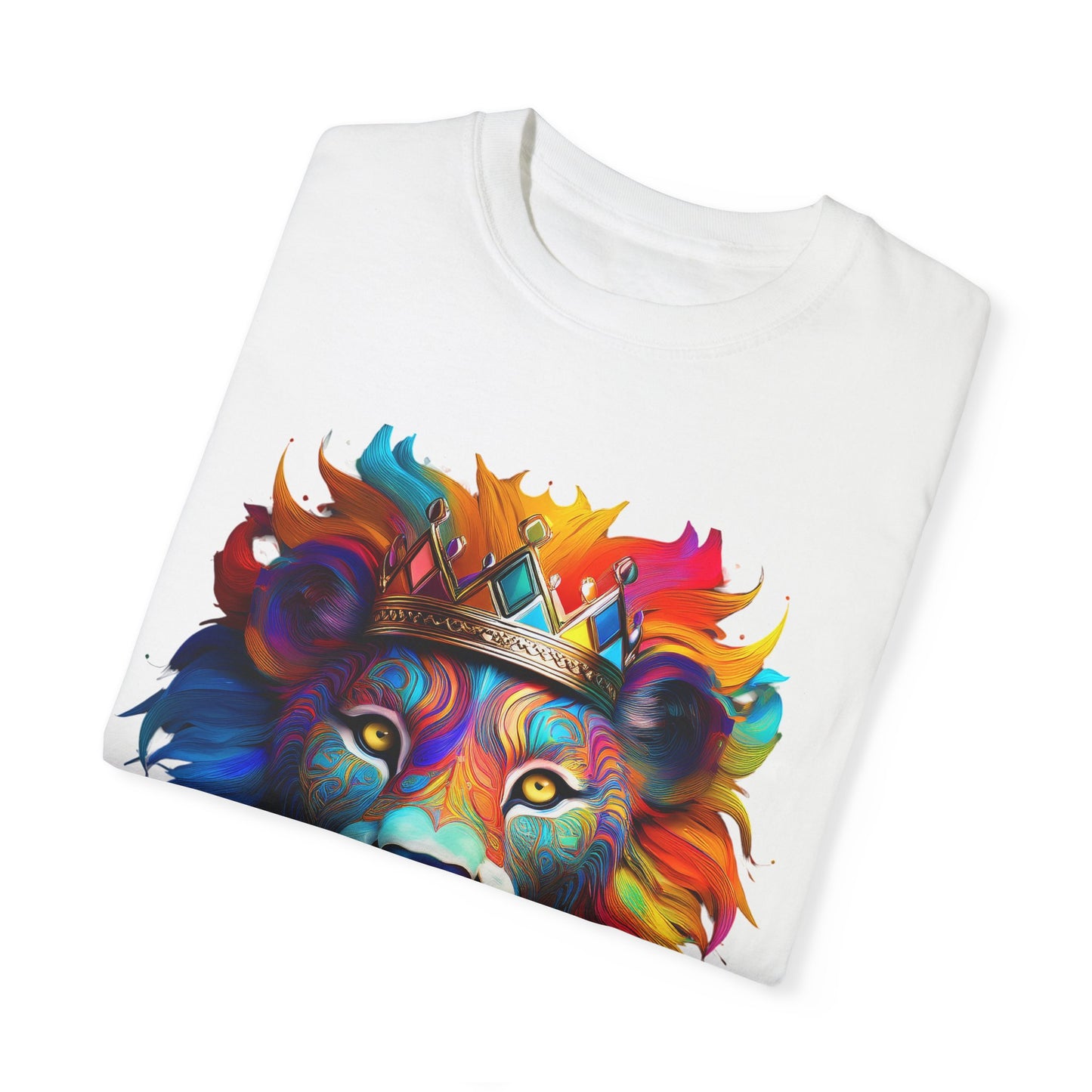 Vibrant Lion King Unisex Garment-Dyed T-Shirt | Colorful Animal Art Tee