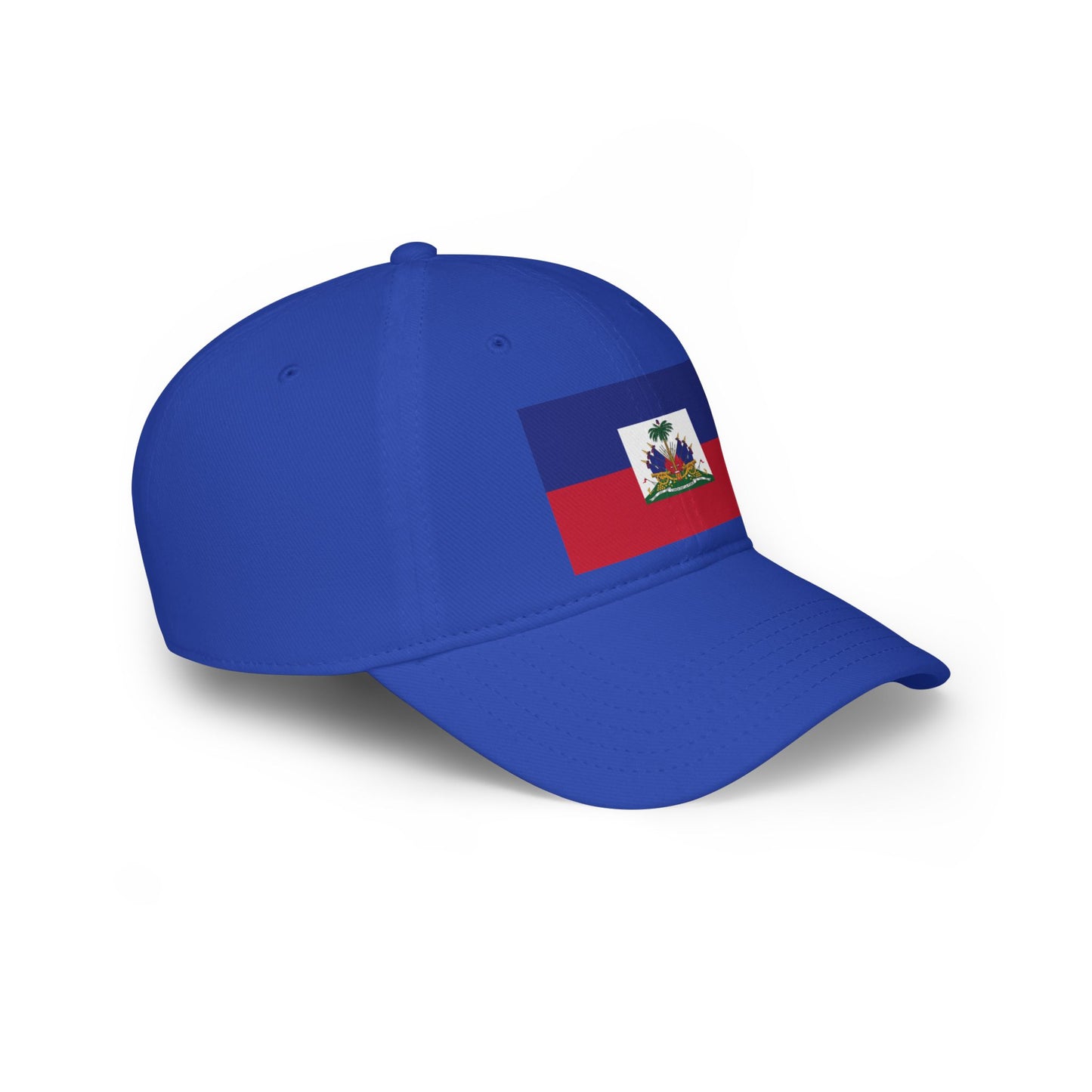 Patriotic Red Low Profile Baseball Cap with Haitian Flag