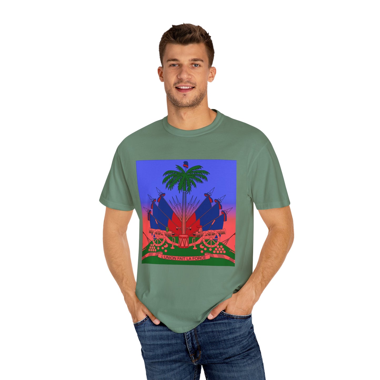 Haitian Pride Garment-Dyed T-Shirt | Vibrant Cultural Art