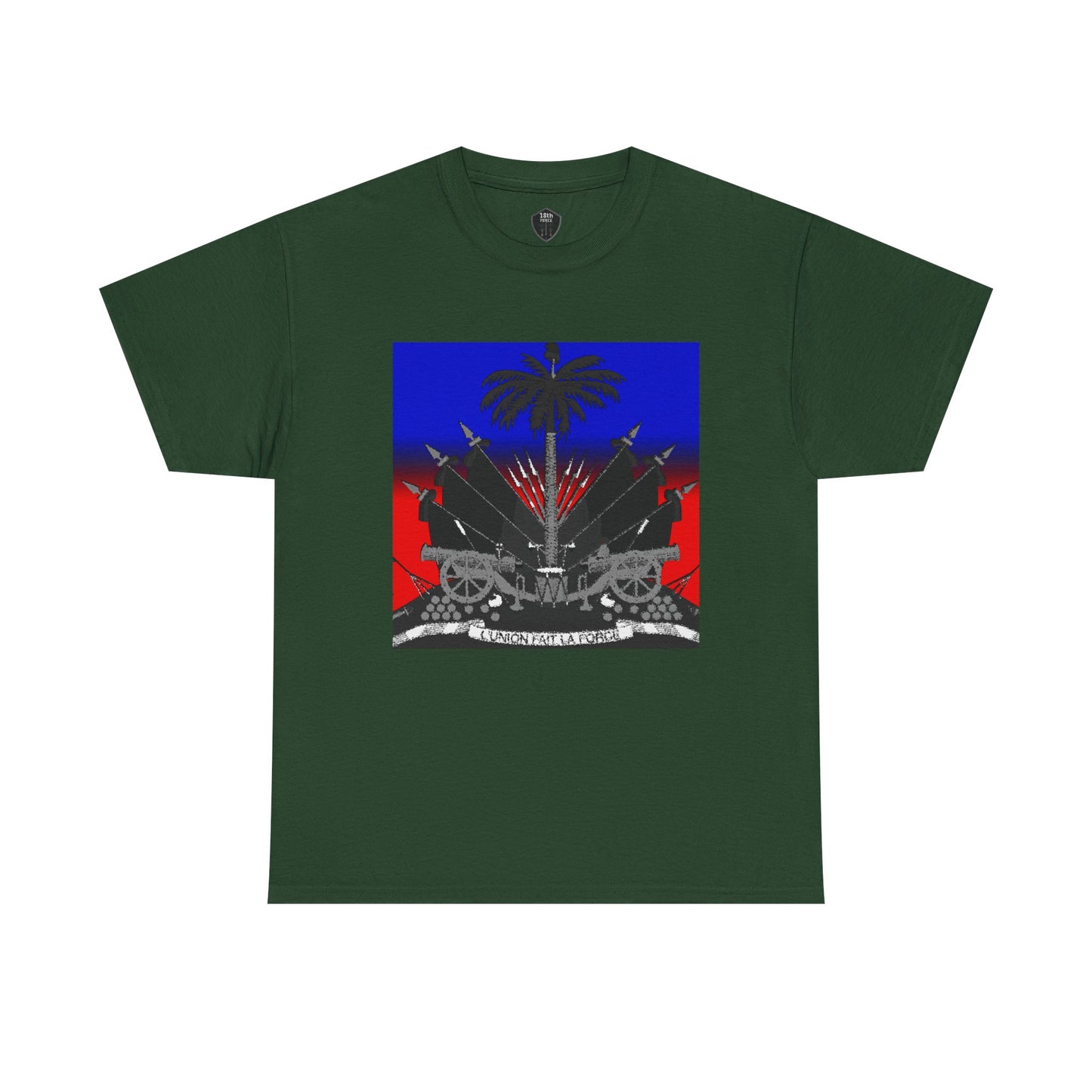 Dark Haitian Coat of Arms Graphic Tee for Unisex, Unique Statement T-Shirt, Casual Everyday Wear, Gift for Culture Enthusiasts, Fun Graphic Shirt