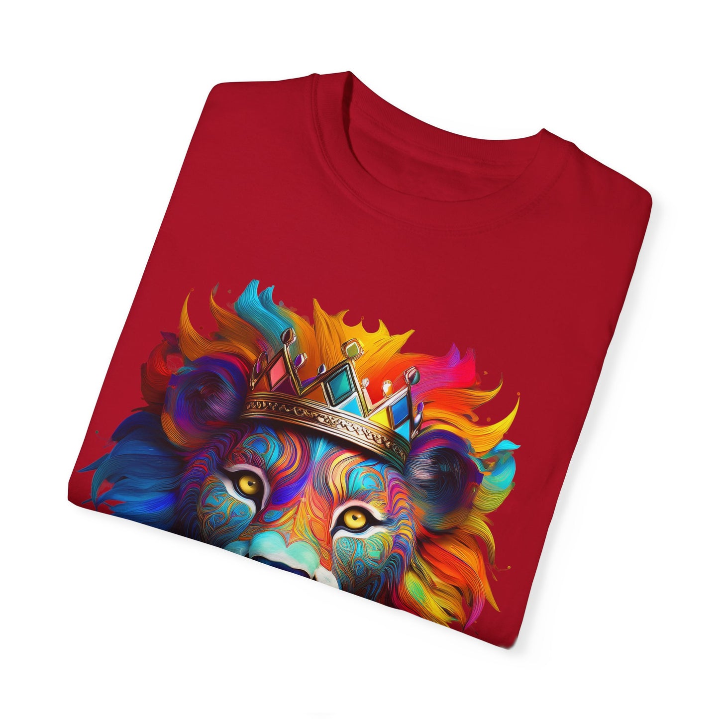 Vibrant Lion King Unisex Garment-Dyed T-Shirt | Colorful Animal Art Tee