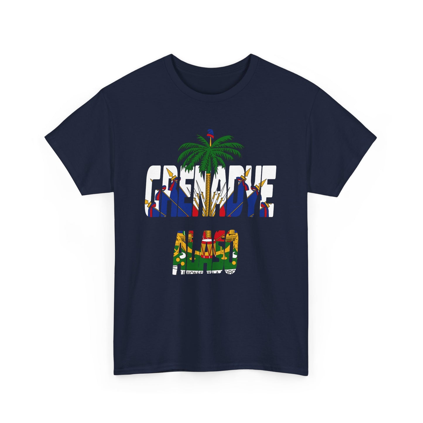 "Grenadye Alaso" Haitian Flag Emblem Print Graphic Tee, Casual Summer Shirt, Unisex T-Shirt, Beach Wear, Vacation Essentials