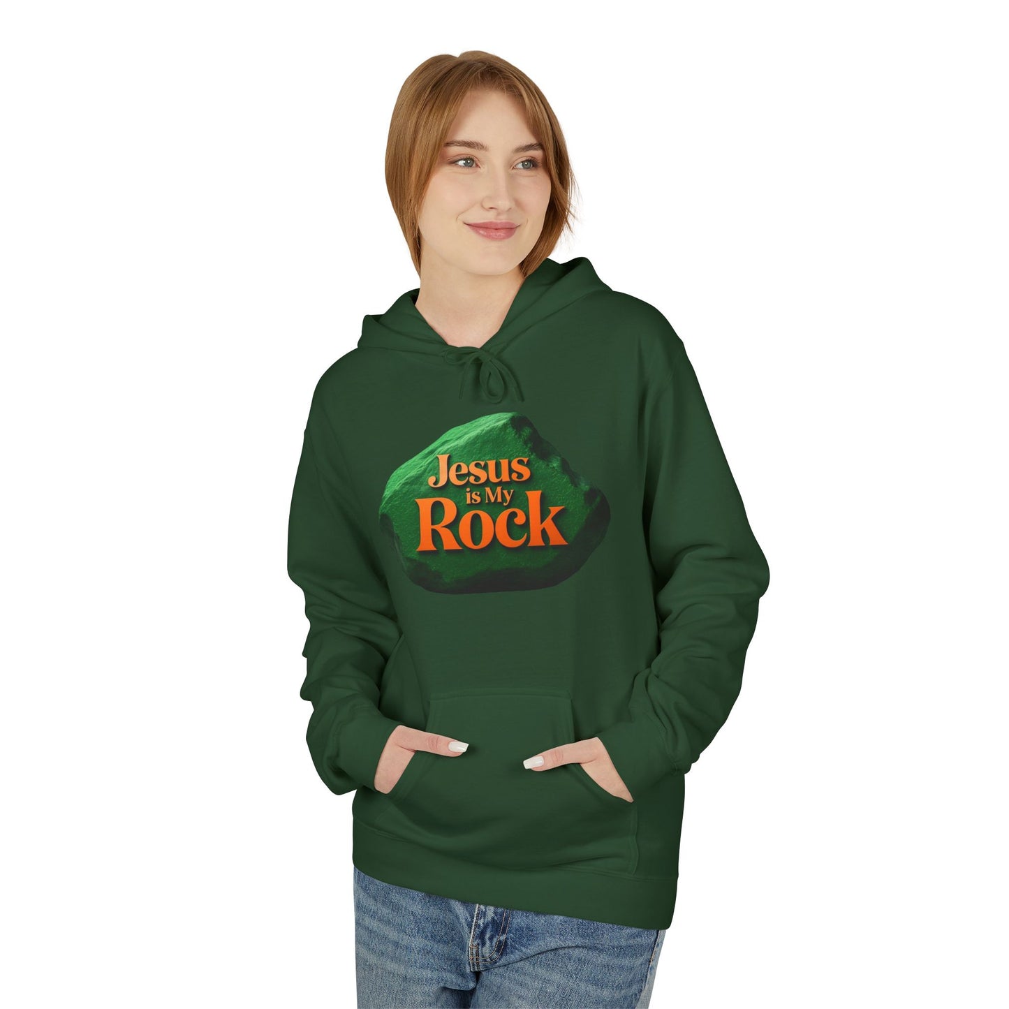 Jesus is My Rock Unisex Fleece Hoodie - Inspirational Comfort for All