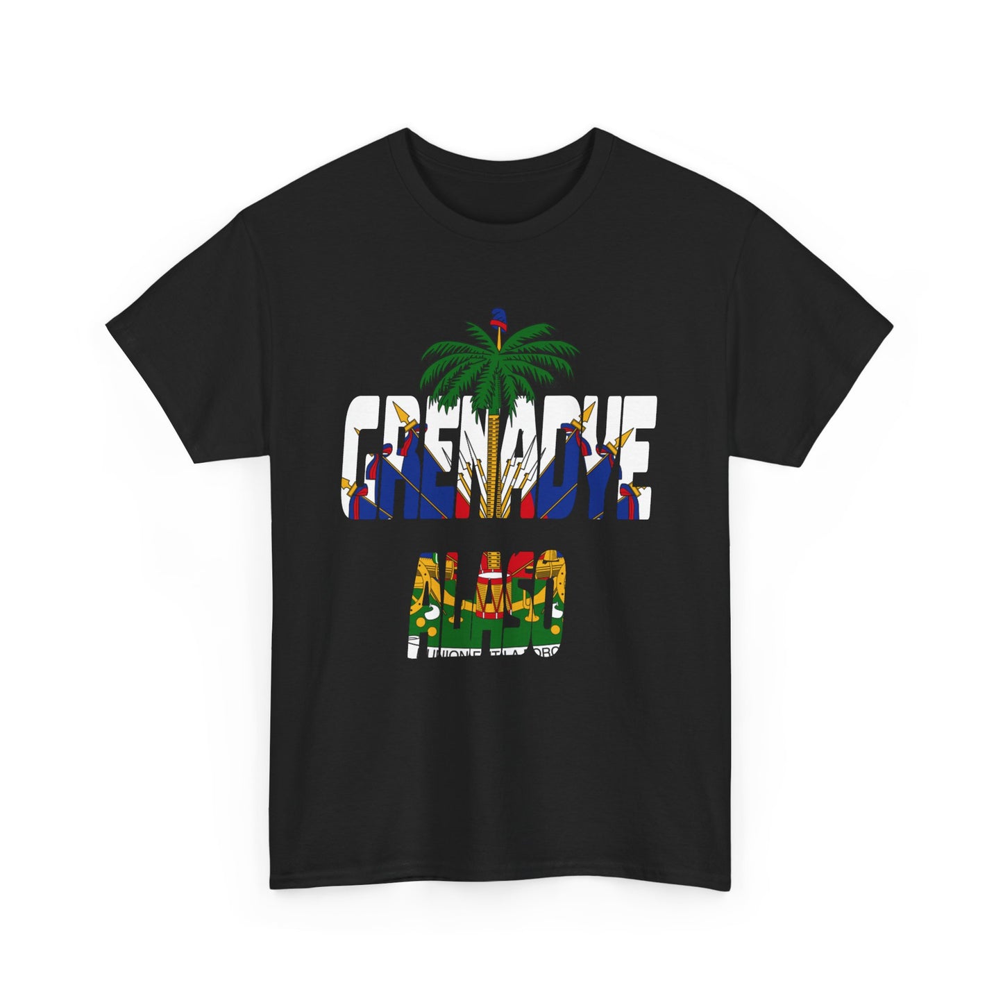 "Grenadye Alaso" Haitian Flag Emblem Print Graphic Tee, Casual Summer Shirt, Unisex T-Shirt, Beach Wear, Vacation Essentials