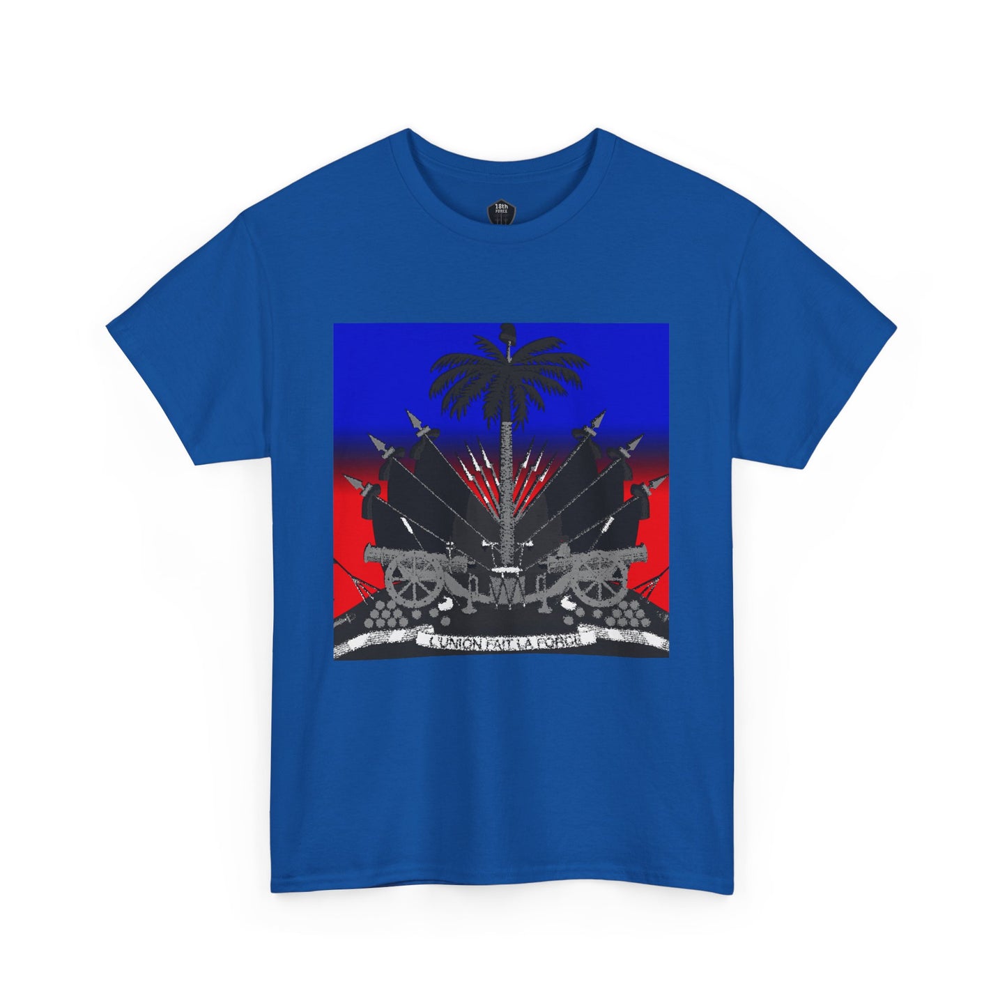 Dark Haitian Coat of Arms Graphic Tee for Unisex, Unique Statement T-Shirt, Casual Everyday Wear, Gift for Culture Enthusiasts, Fun Graphic Shirt