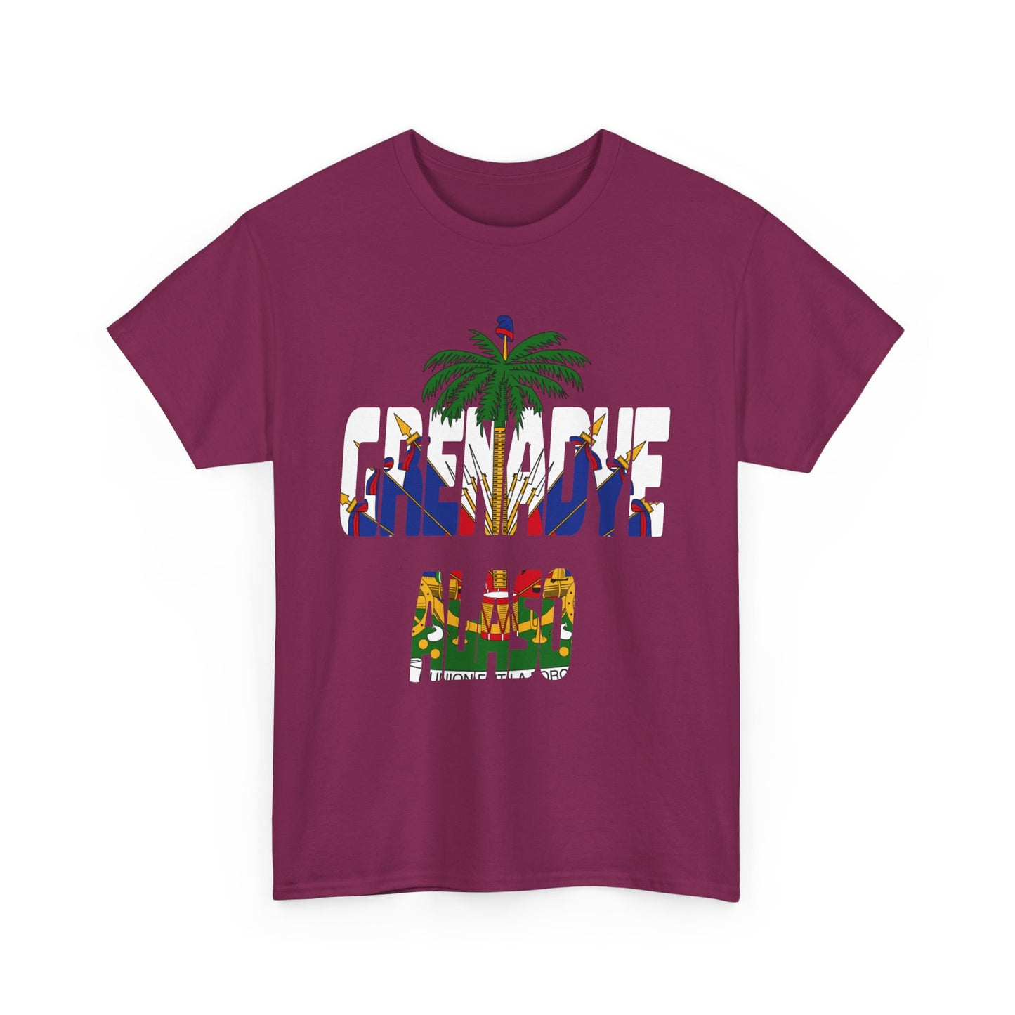 "Grenadye Alaso" Haitian Flag Emblem Print Graphic Tee, Casual Summer Shirt, Unisex T-Shirt, Beach Wear, Vacation Essentials