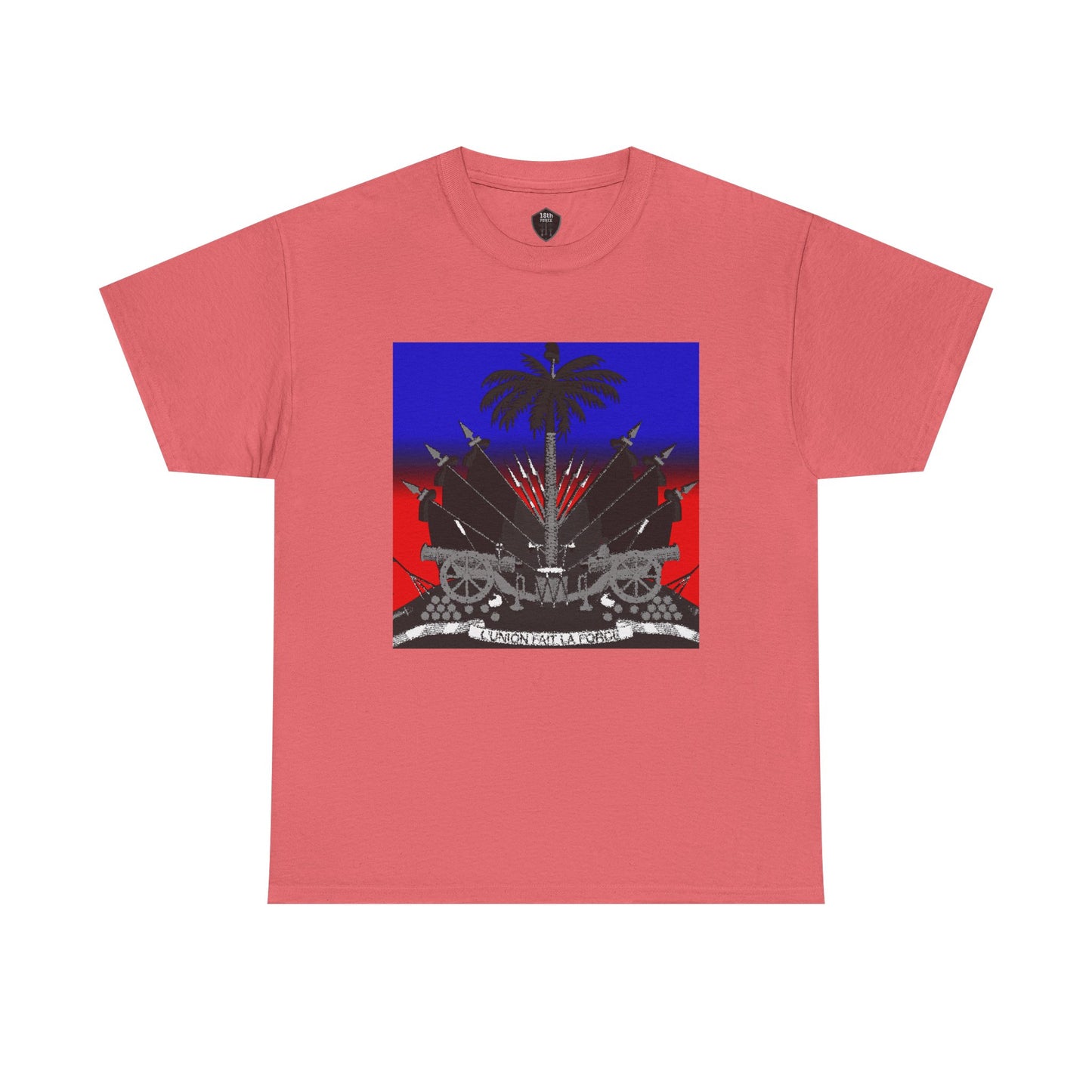 Dark Haitian Coat of Arms Graphic Tee for Unisex, Unique Statement T-Shirt, Casual Everyday Wear, Gift for Culture Enthusiasts, Fun Graphic Shirt
