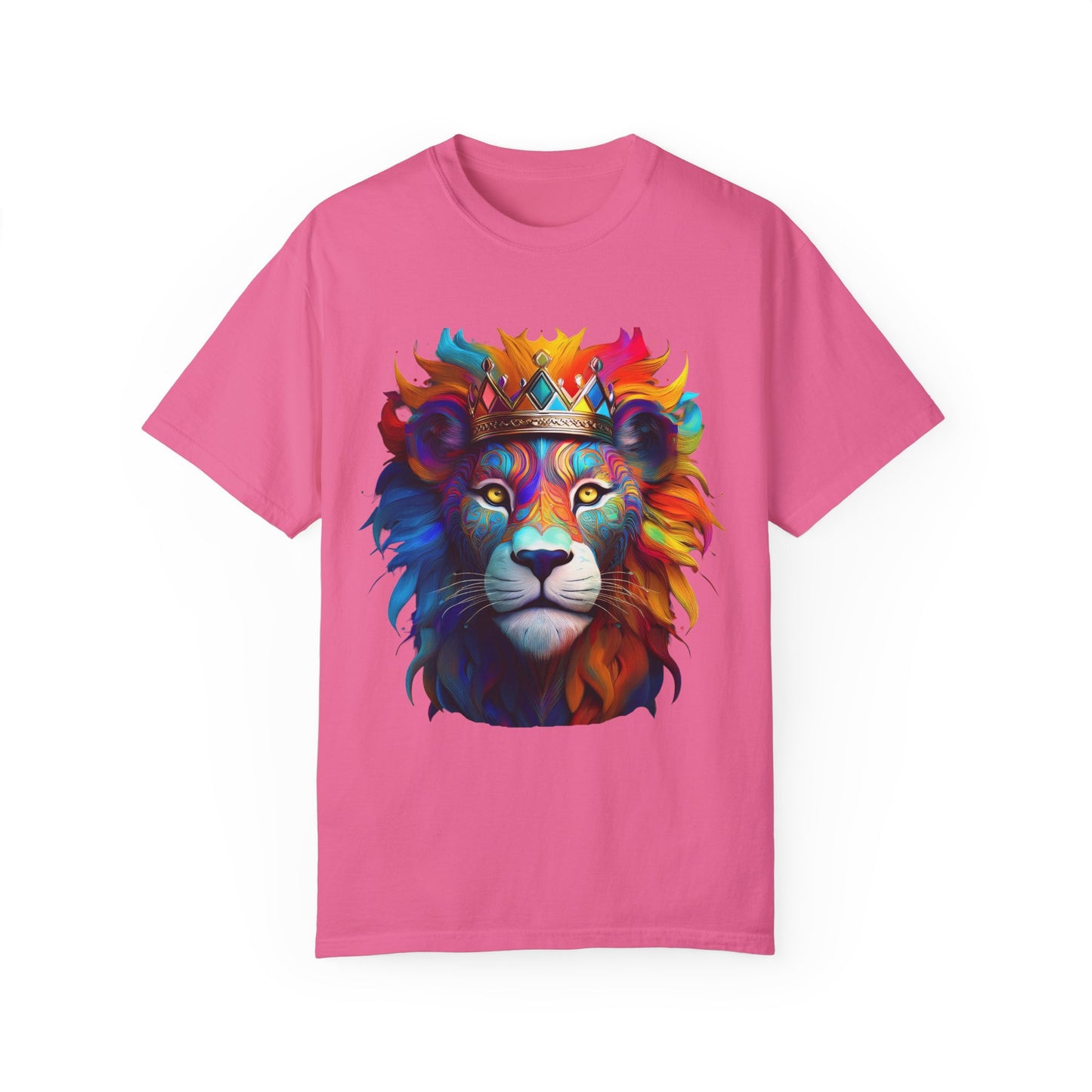 Vibrant Lion King Unisex Garment-Dyed T-Shirt | Colorful Animal Art Tee