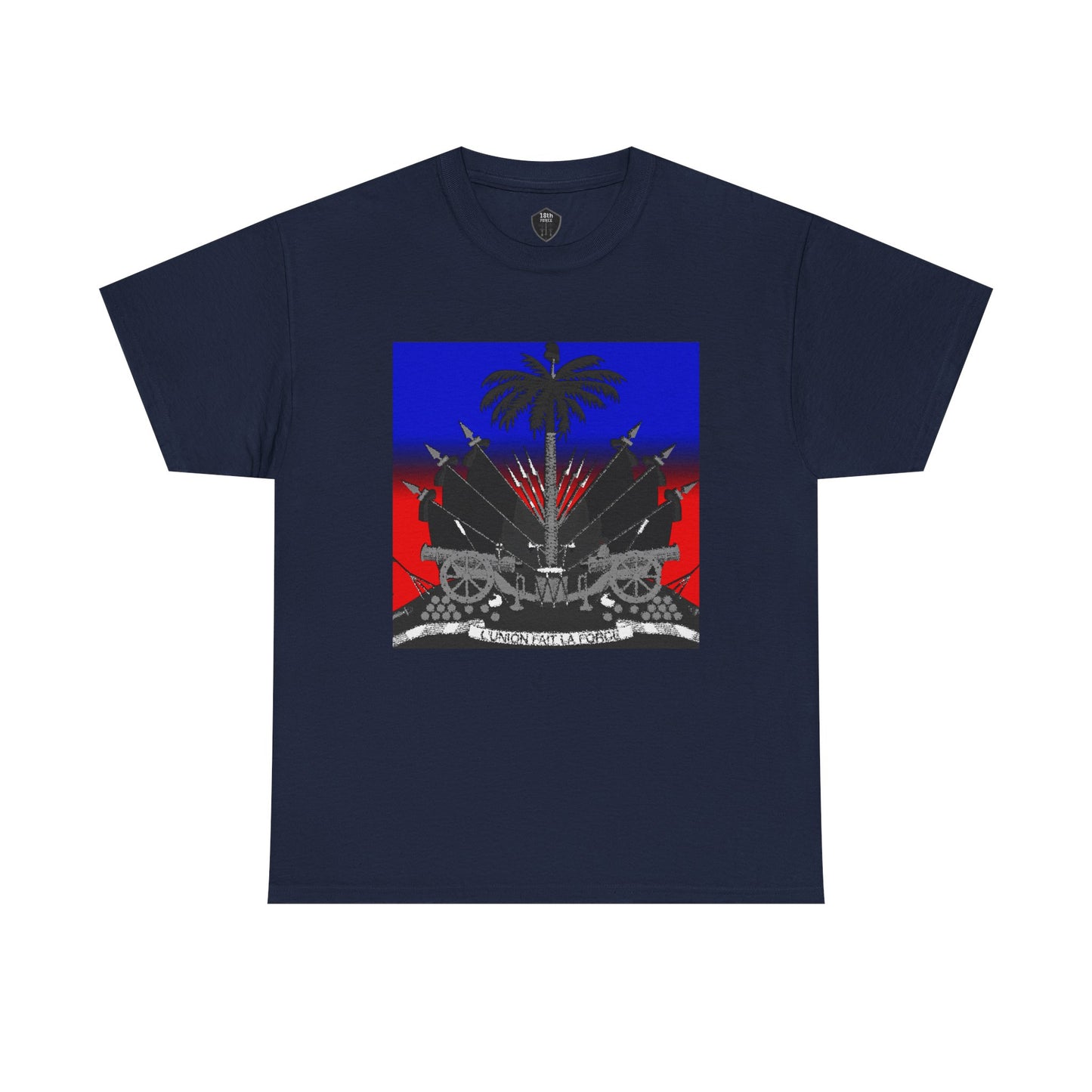 Dark Haitian Coat of Arms Graphic Tee for Unisex, Unique Statement T-Shirt, Casual Everyday Wear, Gift for Culture Enthusiasts, Fun Graphic Shirt