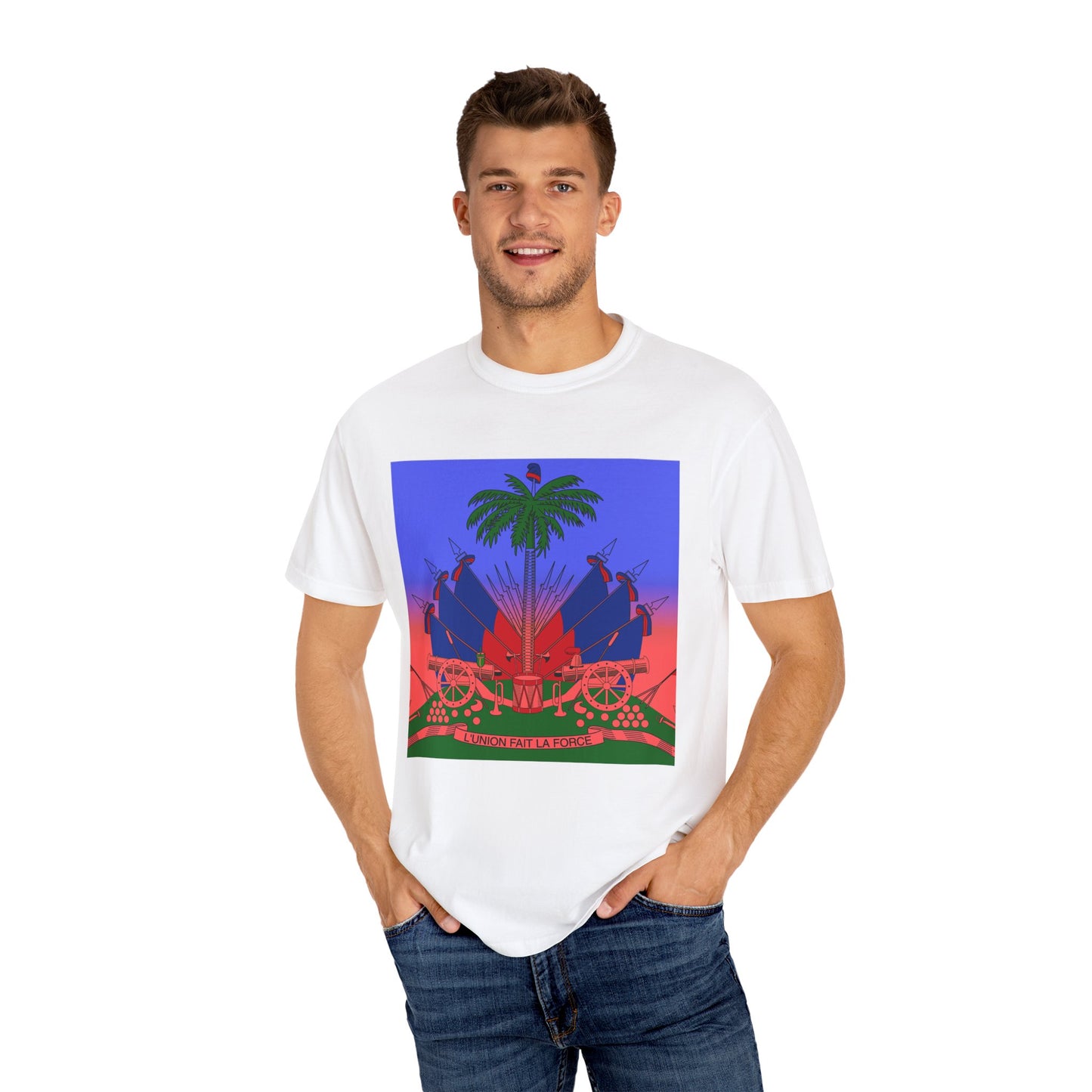 Haitian Pride Garment-Dyed T-Shirt | Vibrant Cultural Art