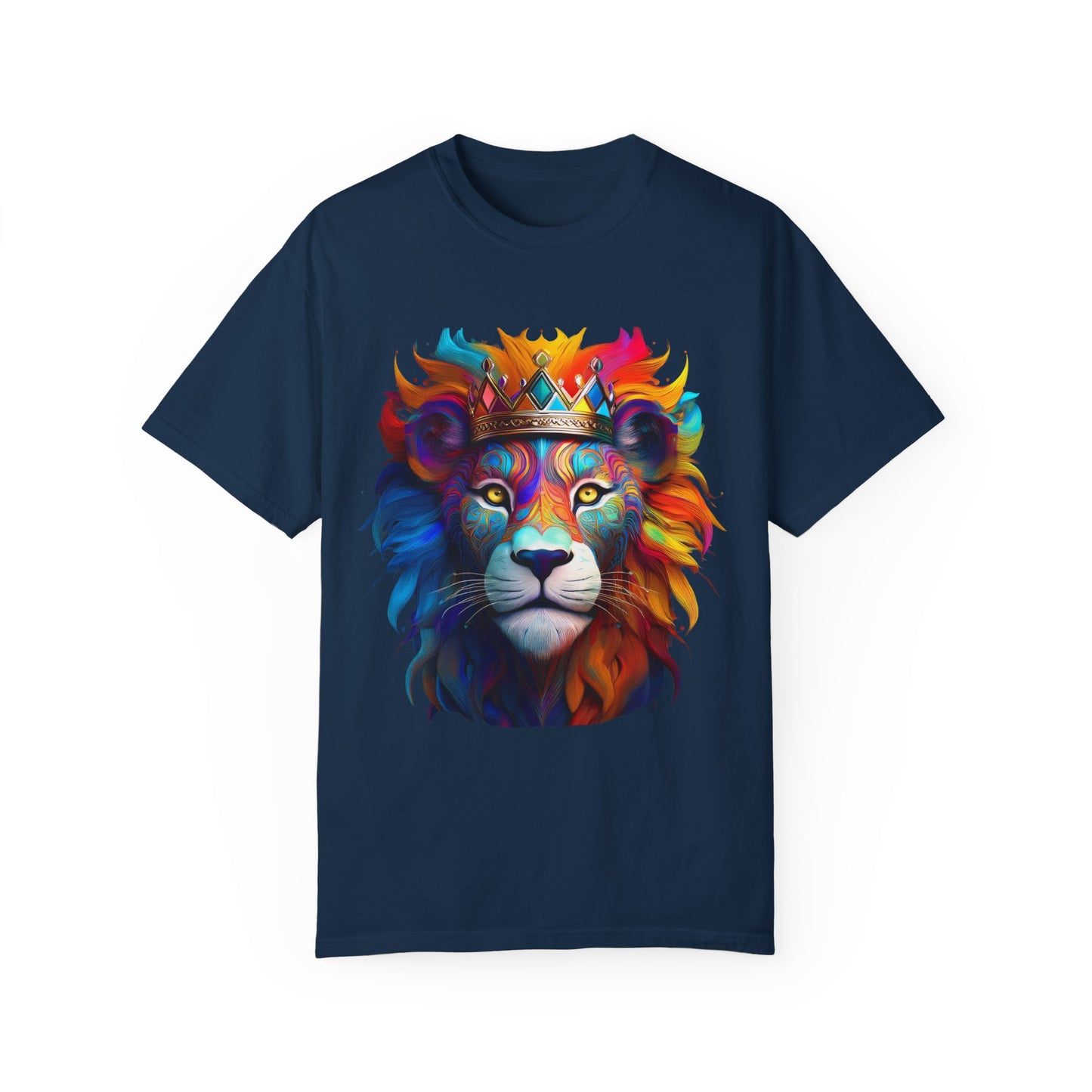 Vibrant Lion King Unisex Garment-Dyed T-Shirt | Colorful Animal Art Tee