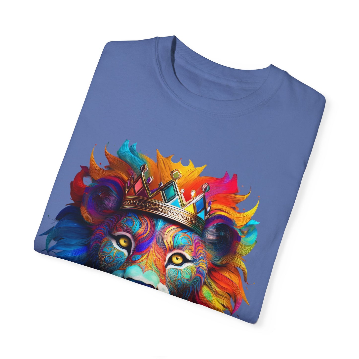 Vibrant Lion King Unisex Garment-Dyed T-Shirt | Colorful Animal Art Tee