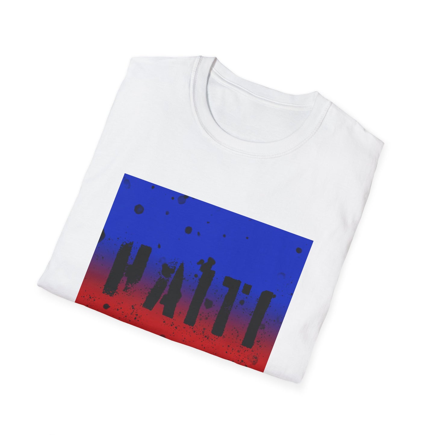 Haiti Pride Unisex Softstyle T-Shirt - Vibrant Red & Blue Design