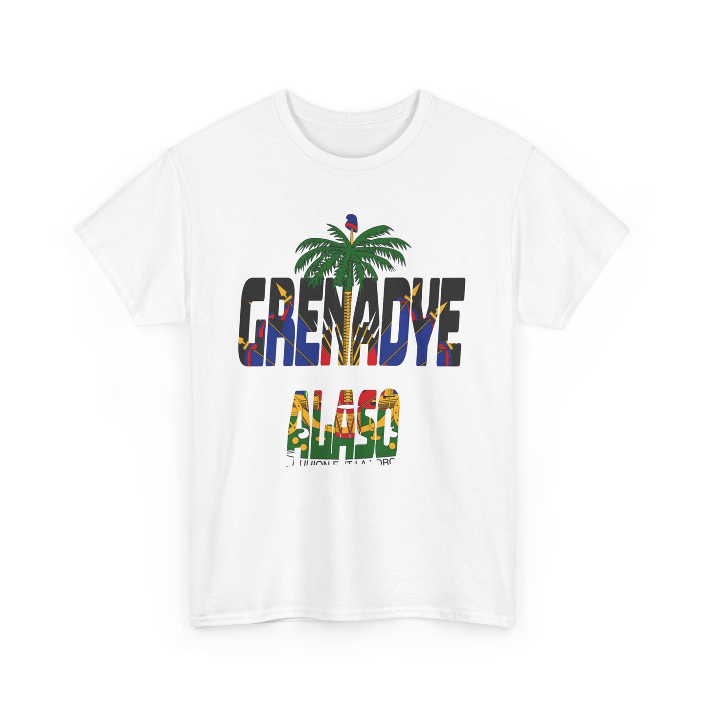 "Grenadye Alaso" Haitian Flag Emblem Print Graphic Tee, Casual Summer Shirt, Unisex T-Shirt, Beach Wear, Vacation Essentials