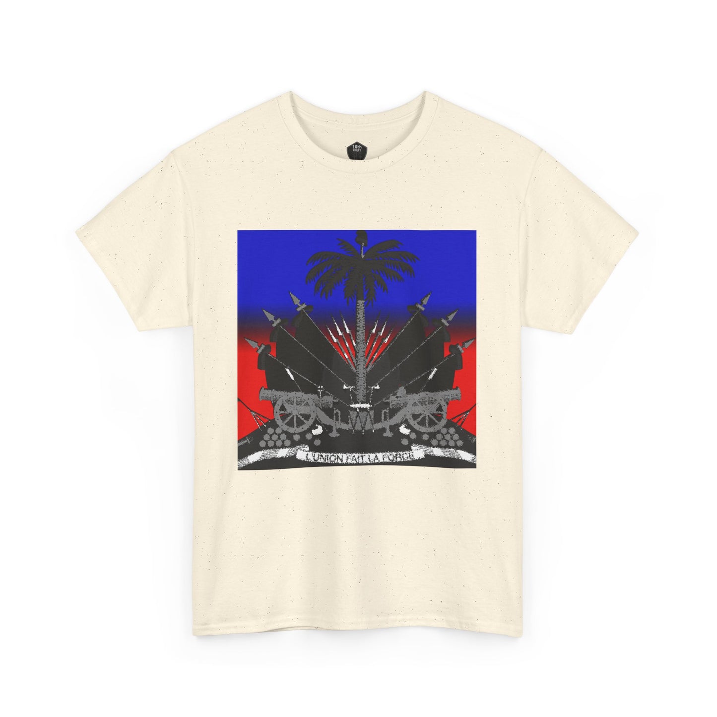 Dark Haitian Coat of Arms Graphic Tee for Unisex, Unique Statement T-Shirt, Casual Everyday Wear, Gift for Culture Enthusiasts, Fun Graphic Shirt