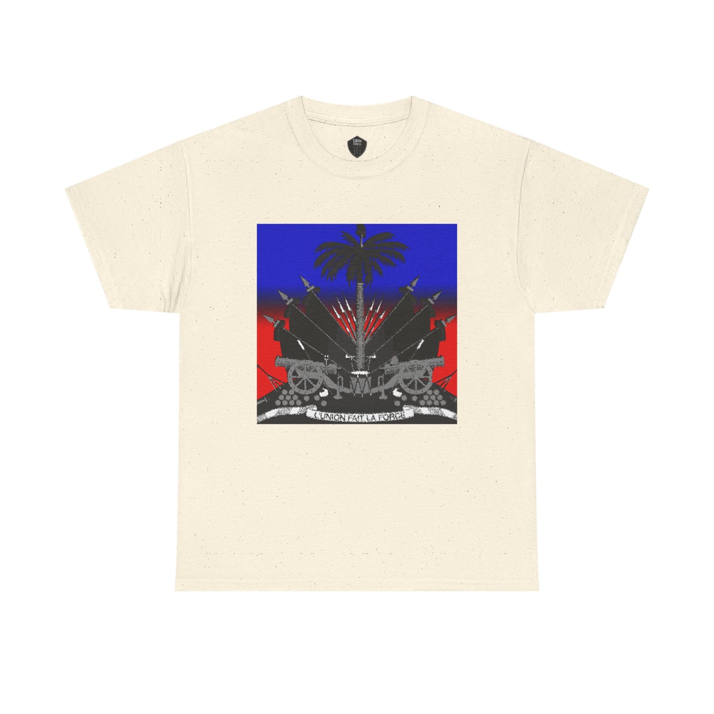 Dark Haitian Coat of Arms Graphic Tee for Unisex, Unique Statement T-Shirt, Casual Everyday Wear, Gift for Culture Enthusiasts, Fun Graphic Shirt