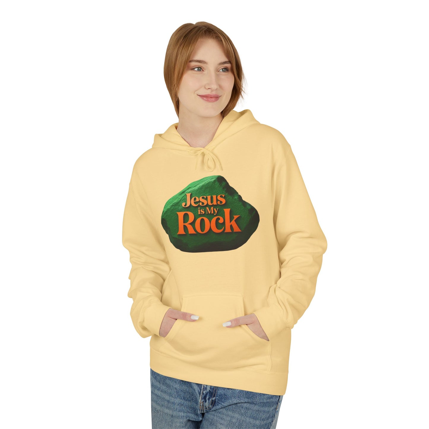 Jesus is My Rock Unisex Fleece Hoodie - Inspirational Comfort for All