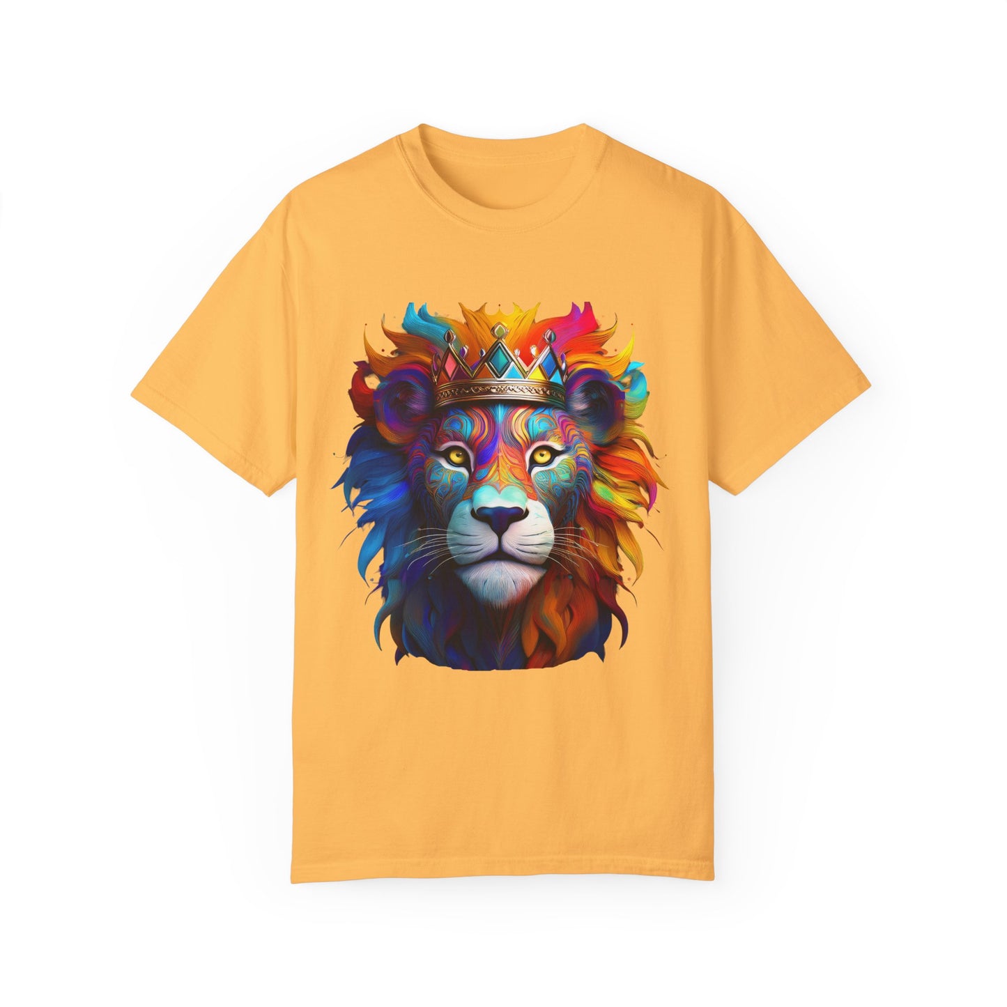 Vibrant Lion King Unisex Garment-Dyed T-Shirt | Colorful Animal Art Tee