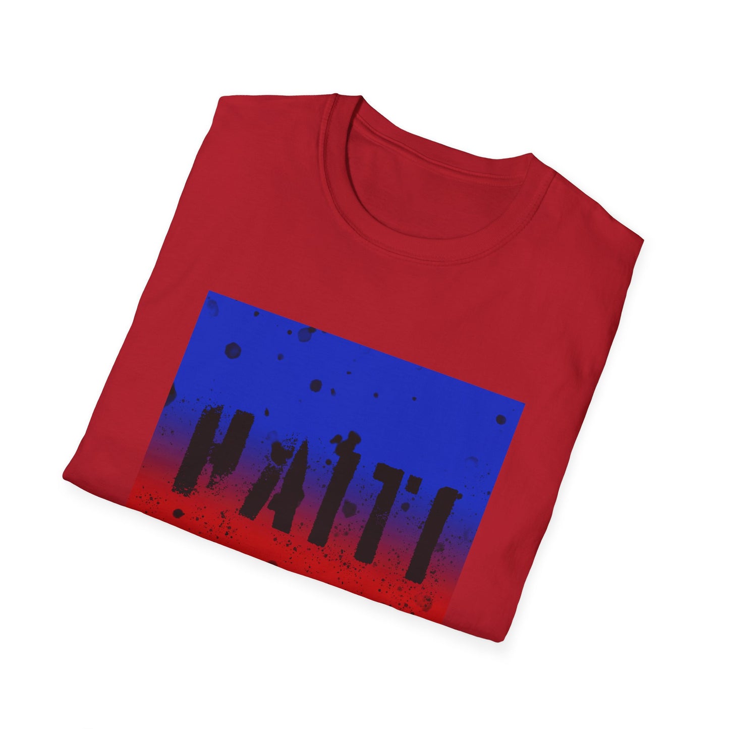 Haiti Pride Unisex Softstyle T-Shirt - Vibrant Red & Blue Design